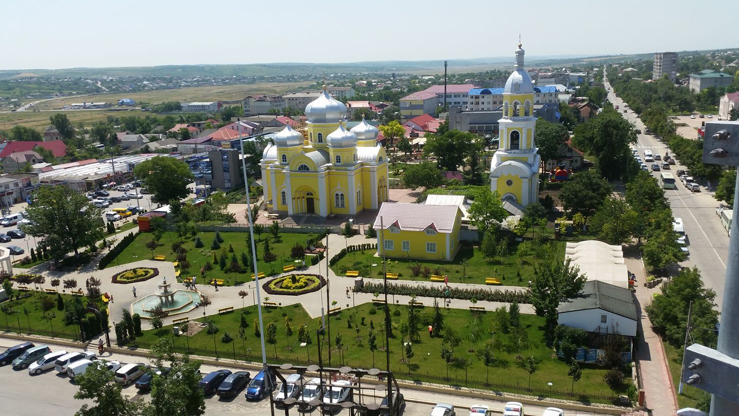 Aerial view of the St. John the Baptist Cathedral in Comrat