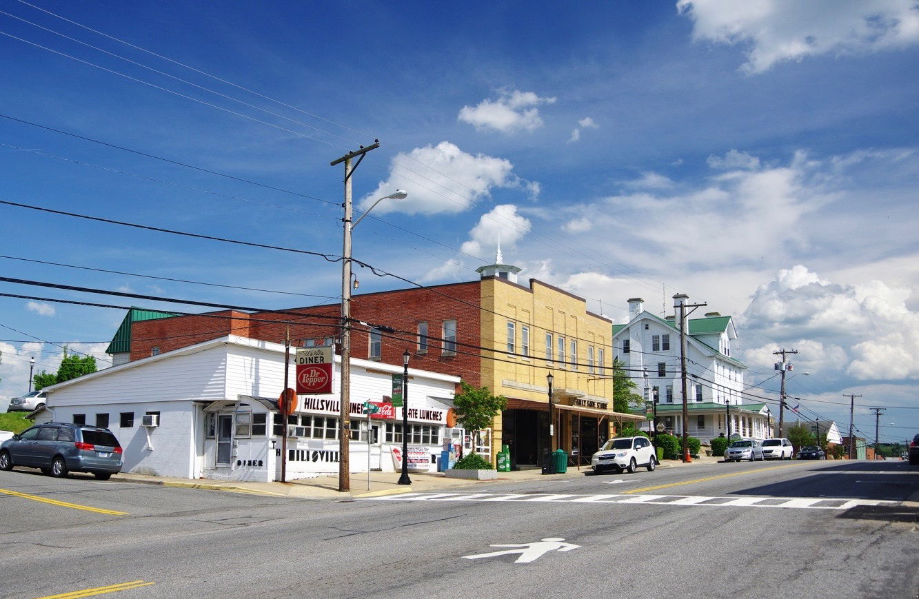 Businesses along Main Street (US Route 52) in Hillsville, Virgi…