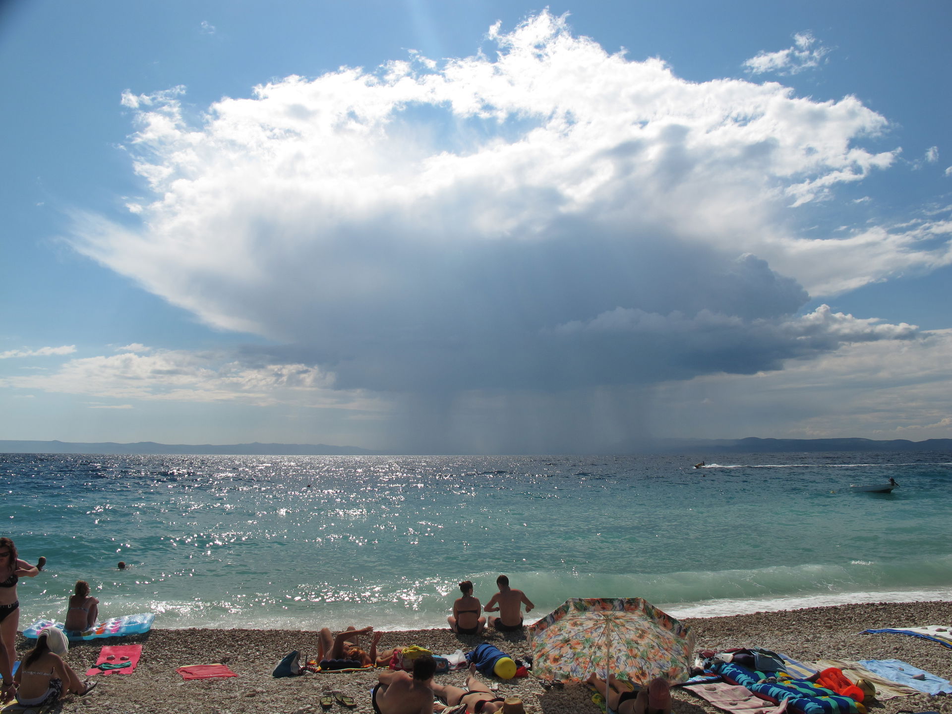 Rain cloud and beach in Tučepi.