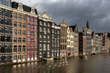 Colorful canal houses, east side, where the houses are located …
