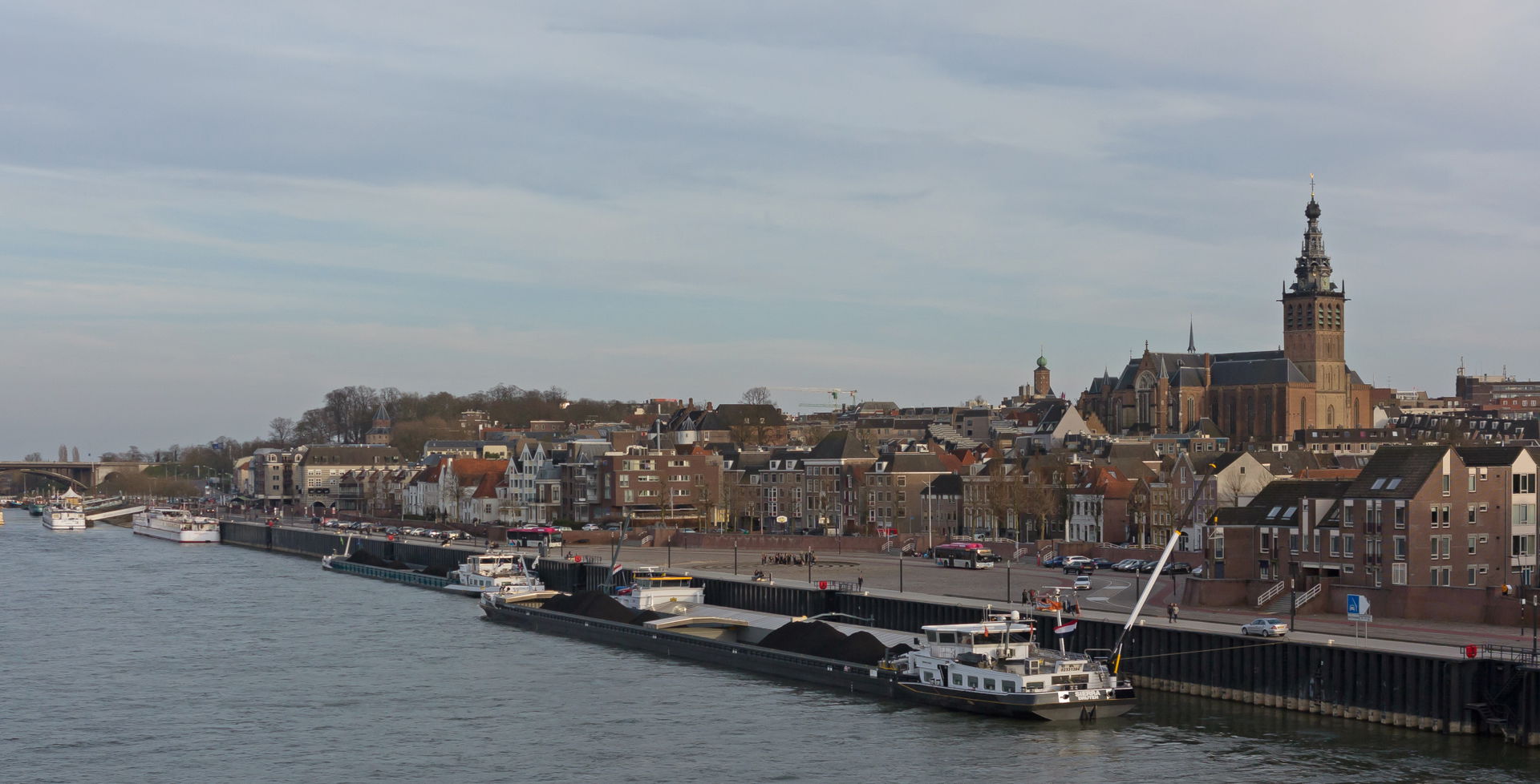 Nijmegen, view of the town from the railway bridge
