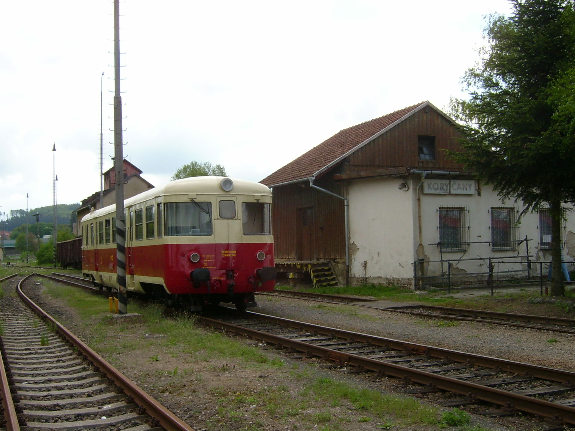 Train station in Koryčany, Czech Republic, at the end of a bran…