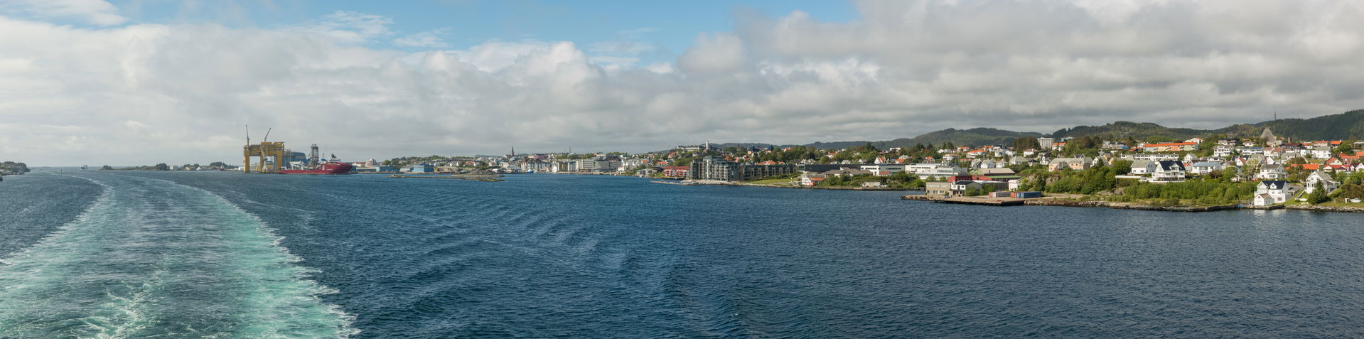 A south view of Haugesund, as seen from a passing ferry