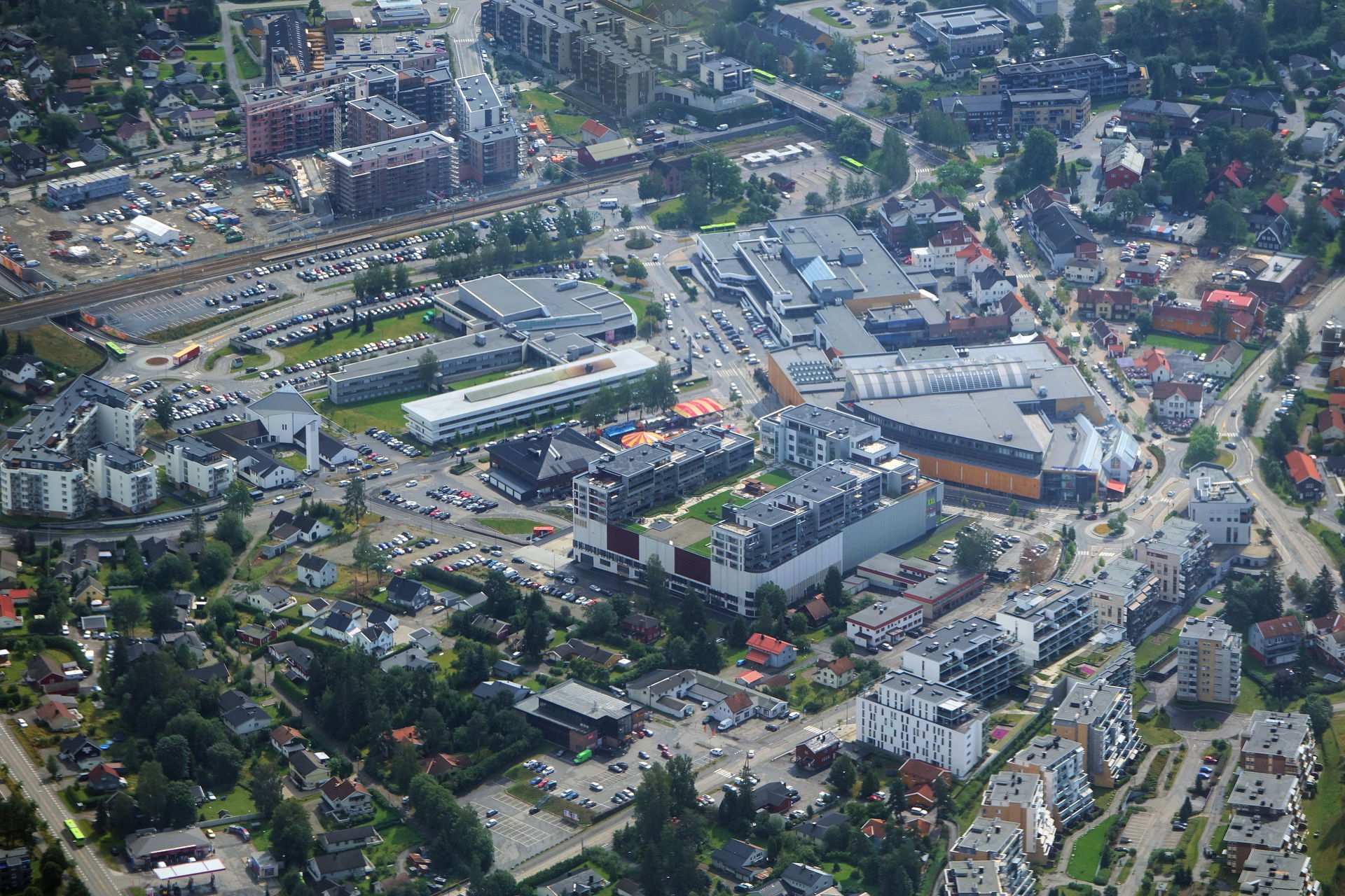 The center of Jessheim photographed during take-off from Oslo A…