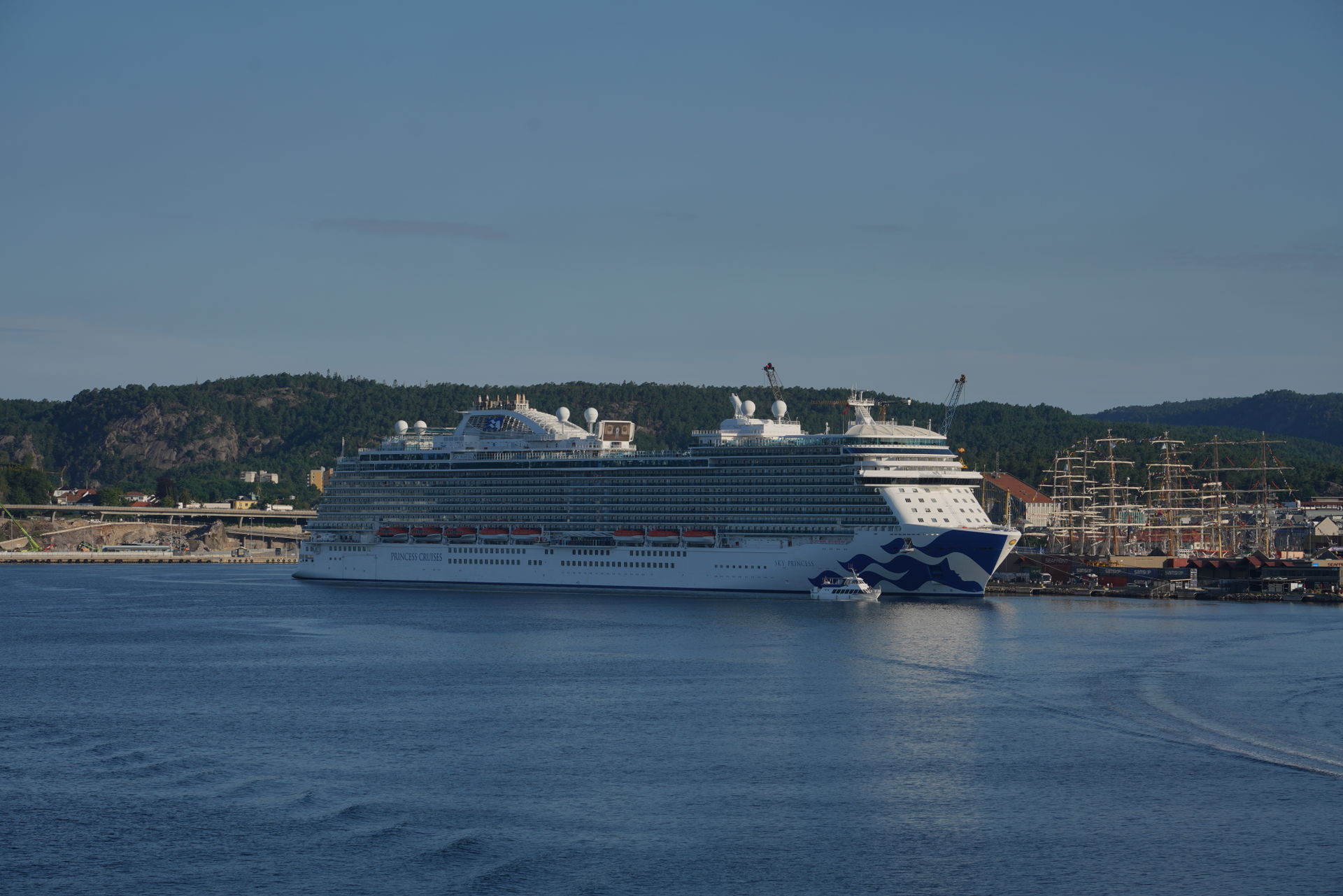 Impressions of the ferry Kristiansand Hirtshals leaving the port