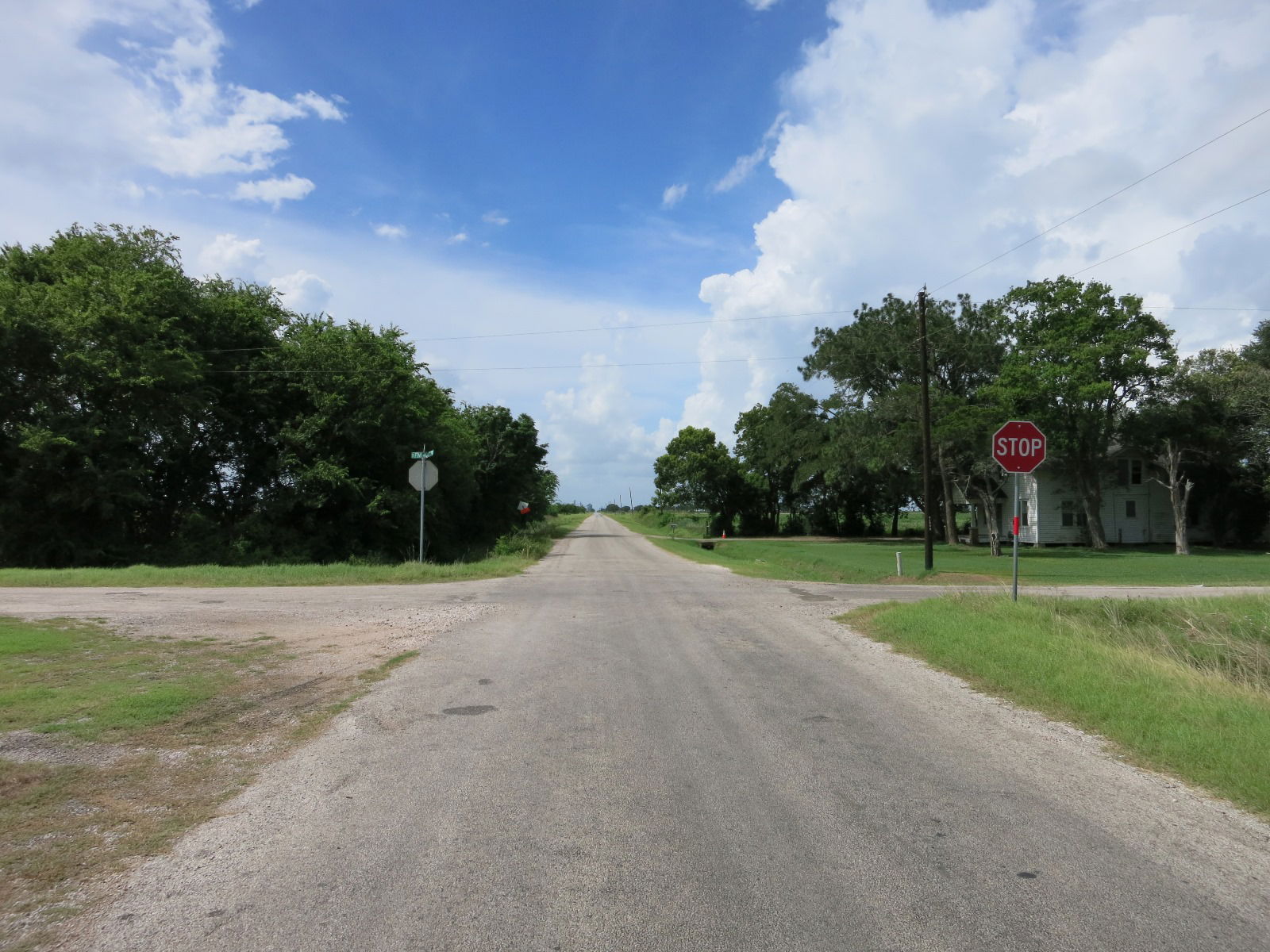 Photo shows the crossroad at the former site of Plainview, Texa…