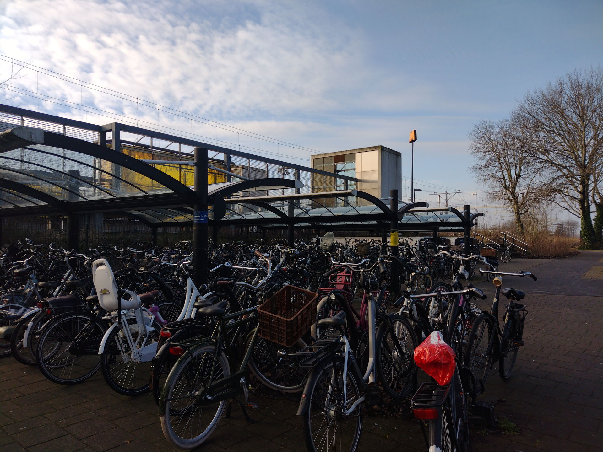 Bicycle parking of the Vlaardingen West metro station.