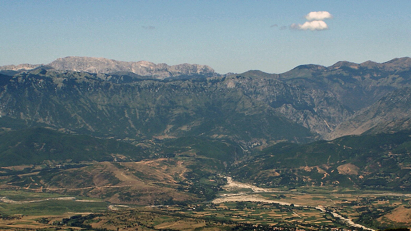 View over the Drin valley in Dibra, Eastern Albania, to the vil…