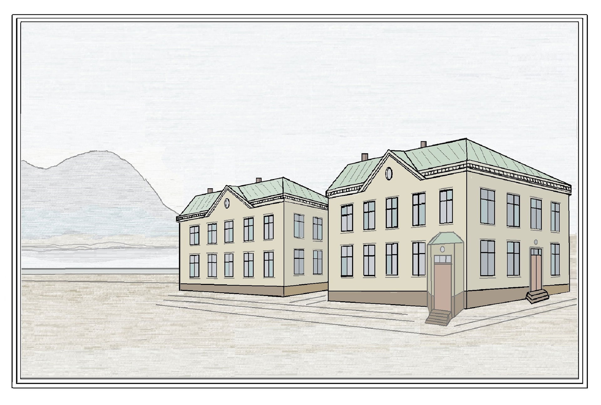 Pevek old houses (not preserved), drawing
