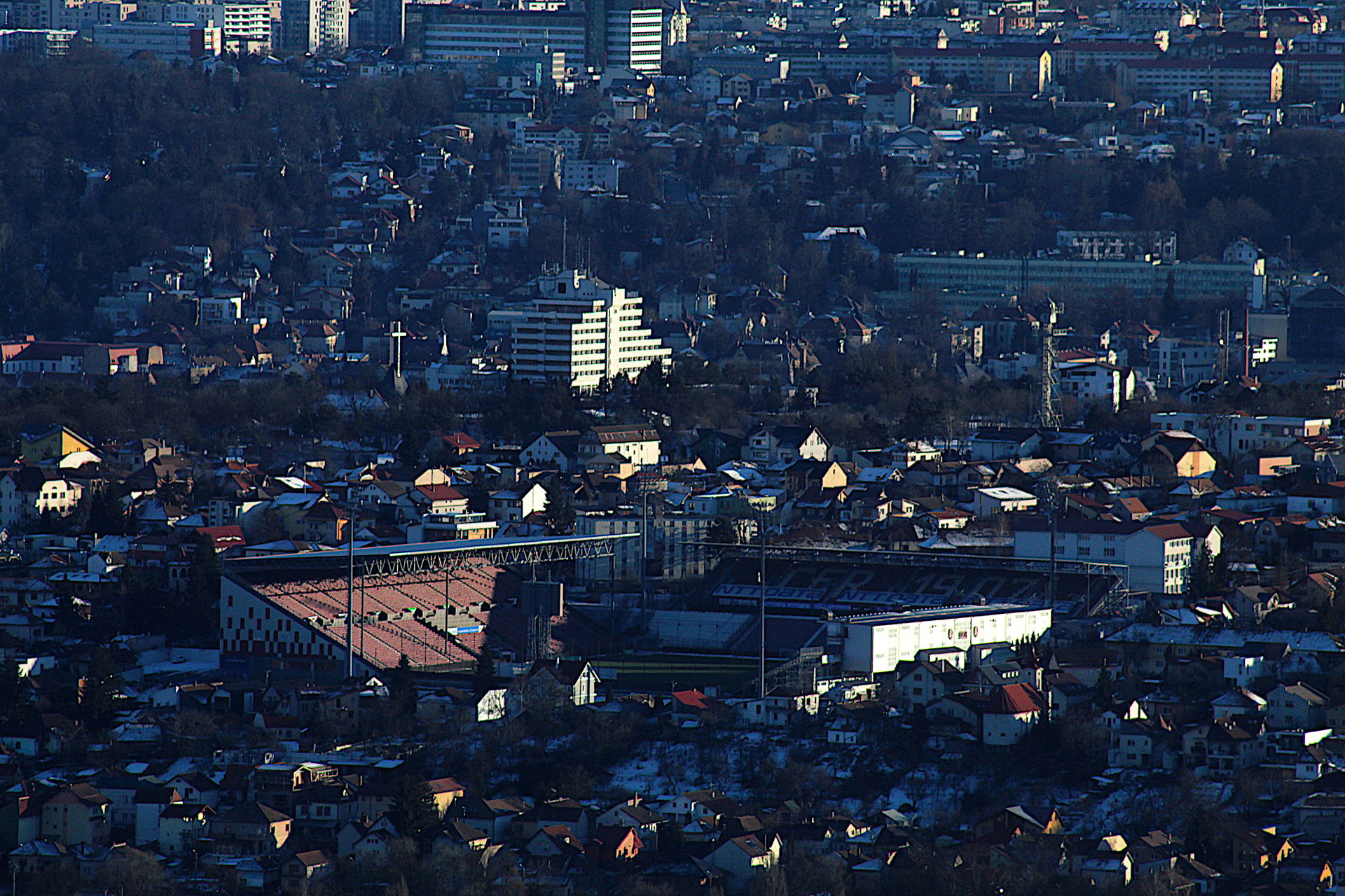 View of Gruia District. Cluj-Napoca. Romania. Stadionul Dr. Con…
