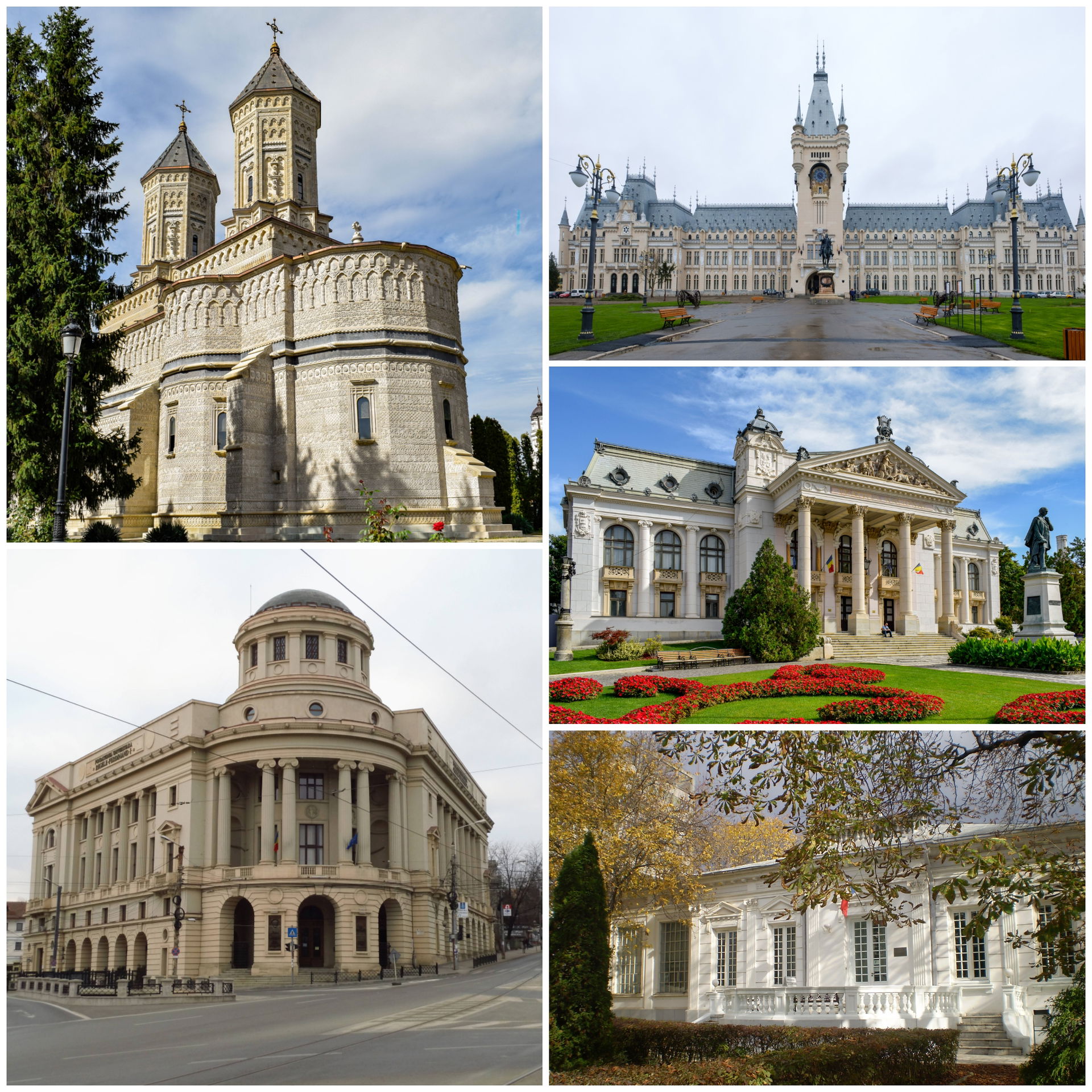 Fentről lefelé, jobbról balra: a Trei Ierarhi-templom, a kultúr…