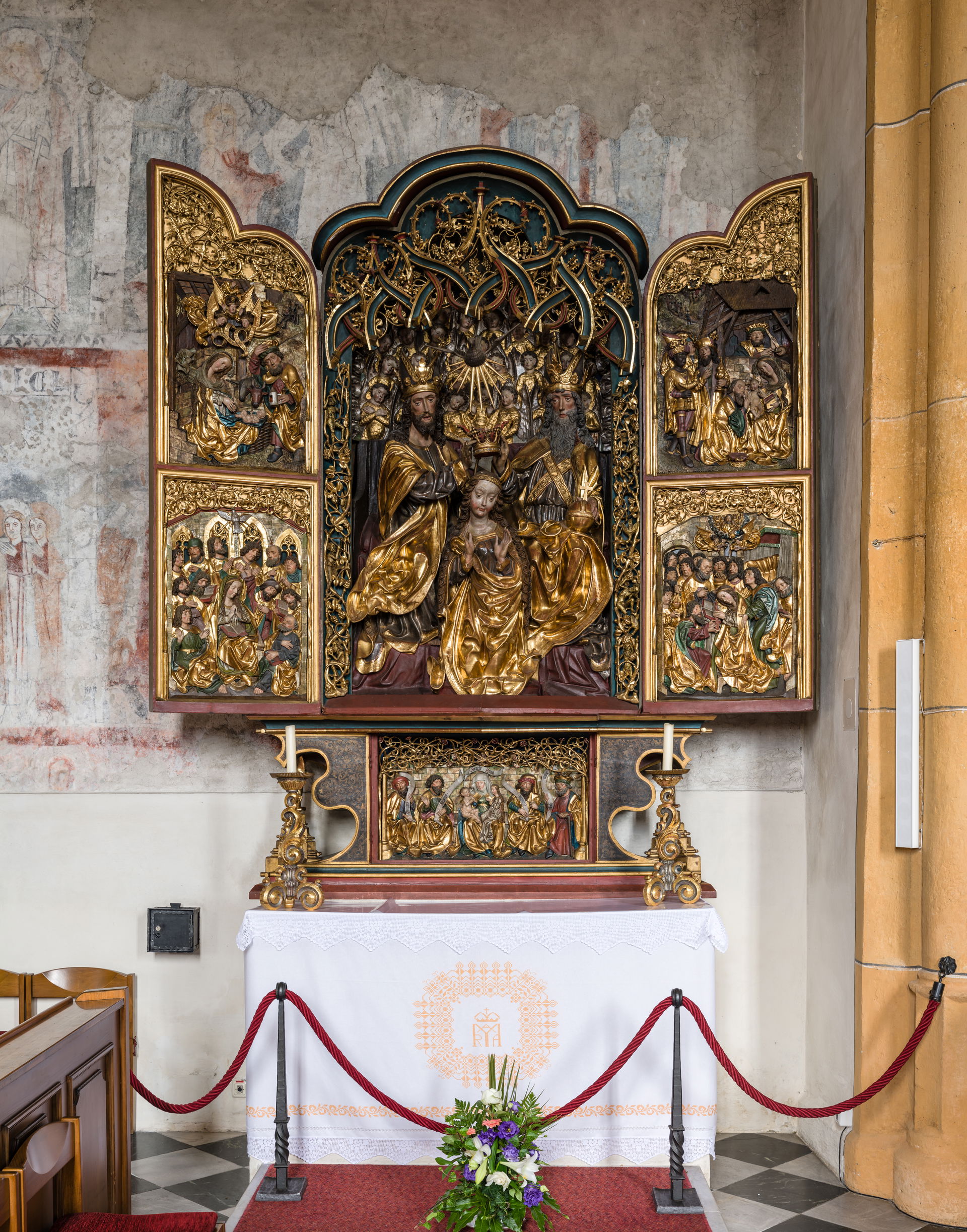 Winged altar at the pilgrimage church Maria Gail, municipality …