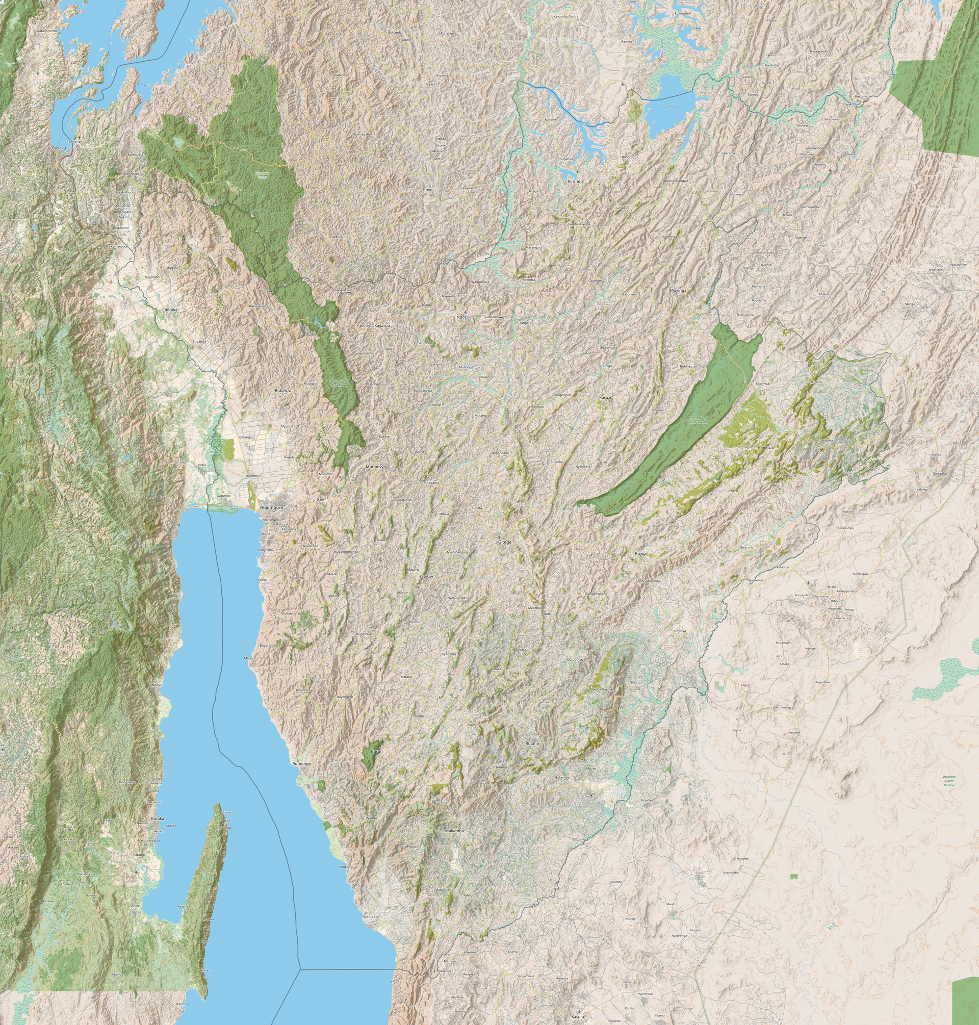 Map of entire Burundi in OpenStreetMap, captured in 2022, CyclO…
