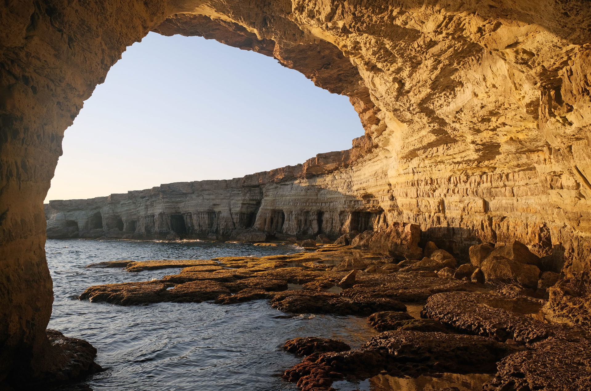 Sea caves at Cape Greco National Park, Cyprus.