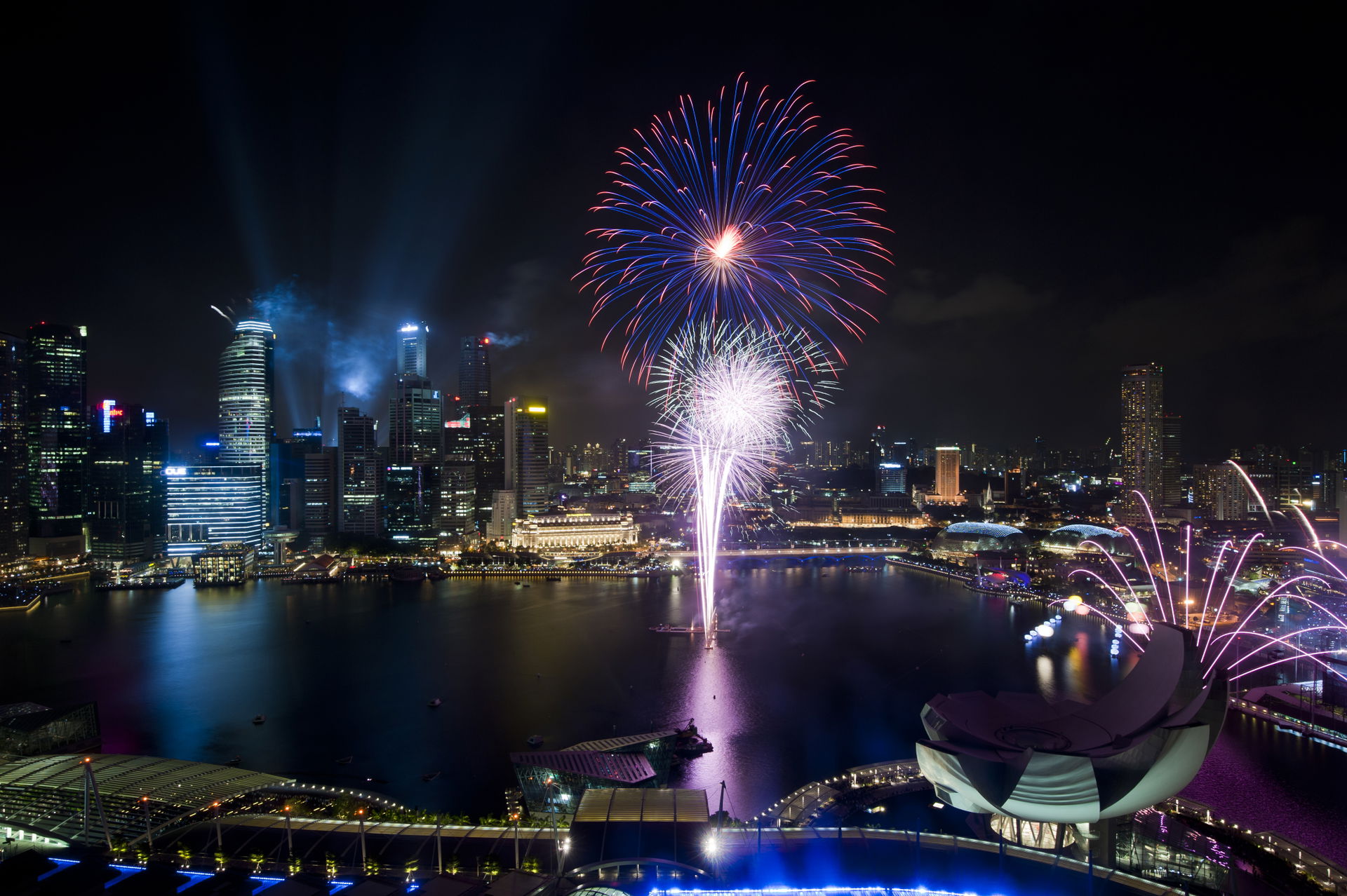 Singapore National Day Parade 2011 fireworks preview marina bay…