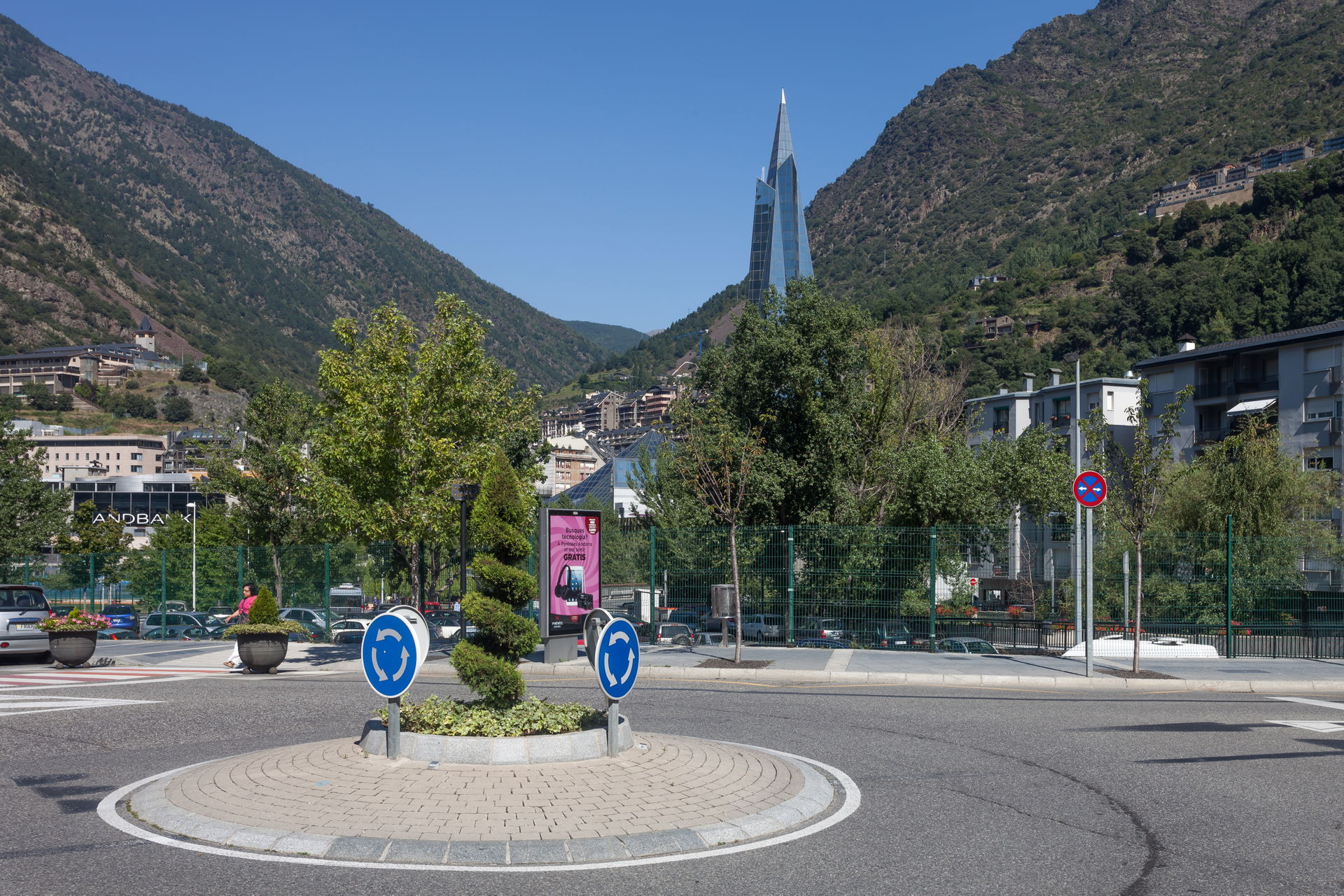 Road and landscape in Escaldes-Engordany. Andorra