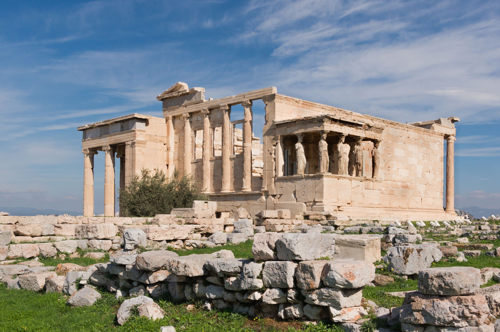 The Erechtheum, western side, Acropolis, Athens, Greece.