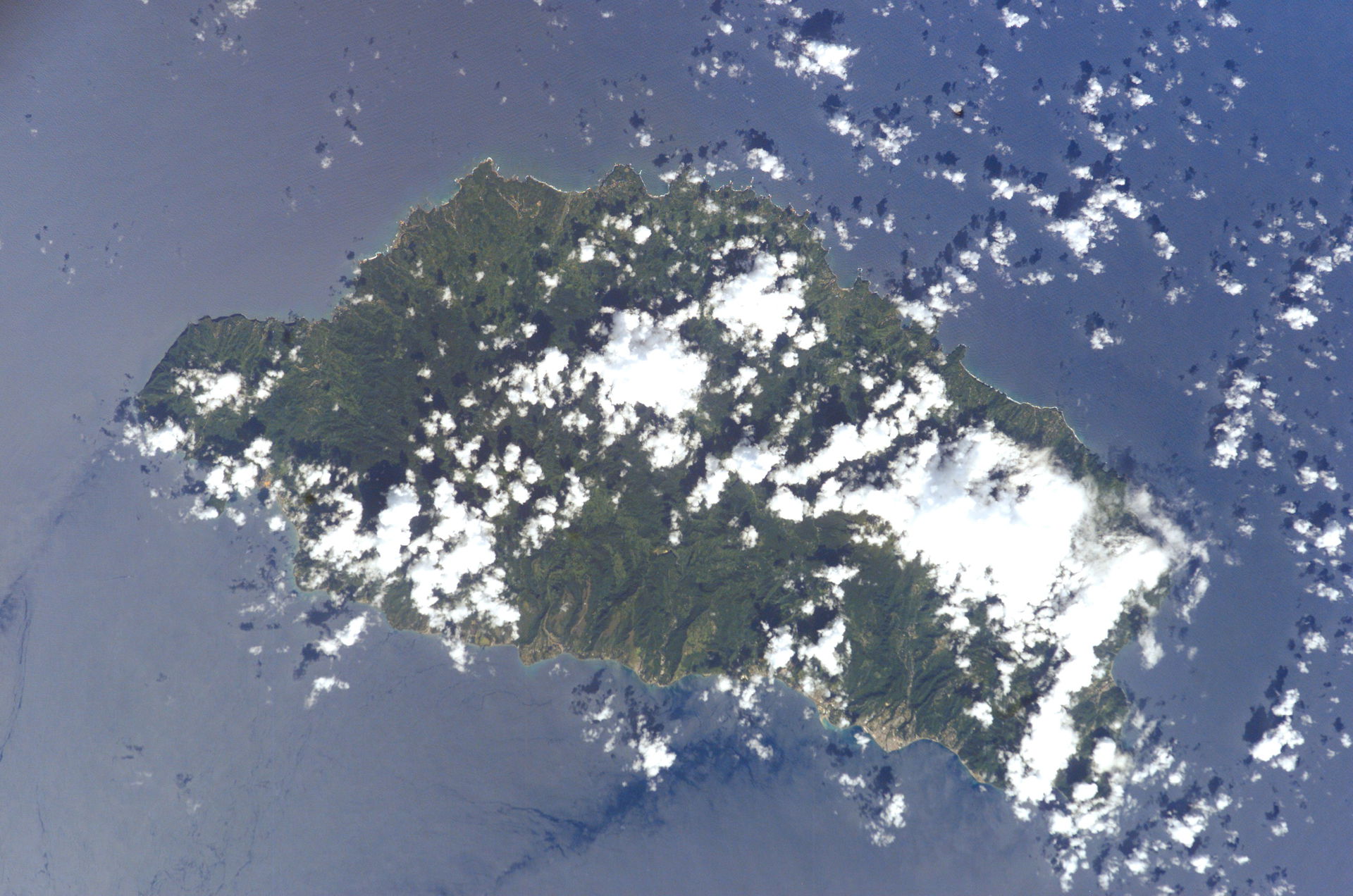 Island of Dominica in the Caribbean, taken from ISS
