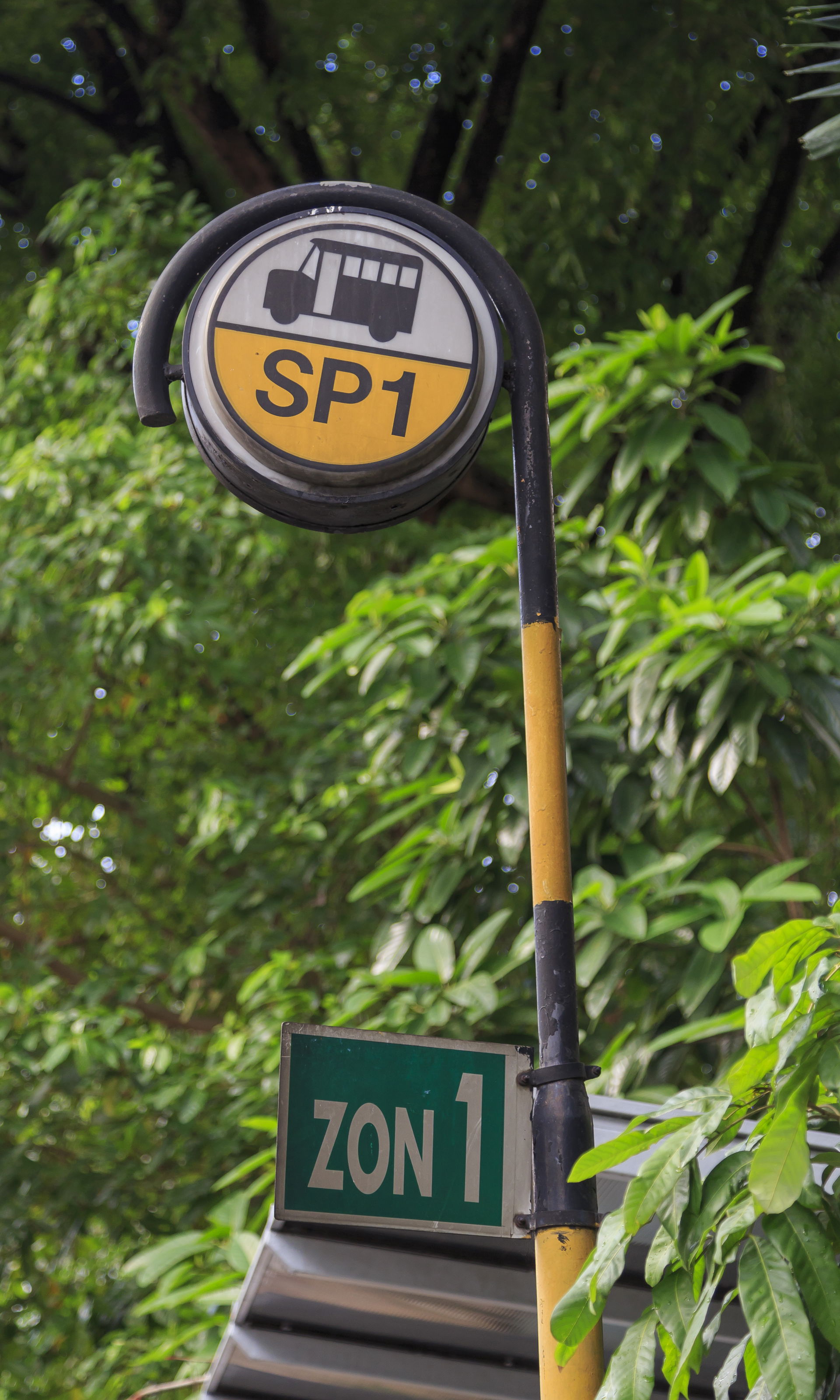 Traffic signs in Malaysia: Bus stop sign with indication of bus…