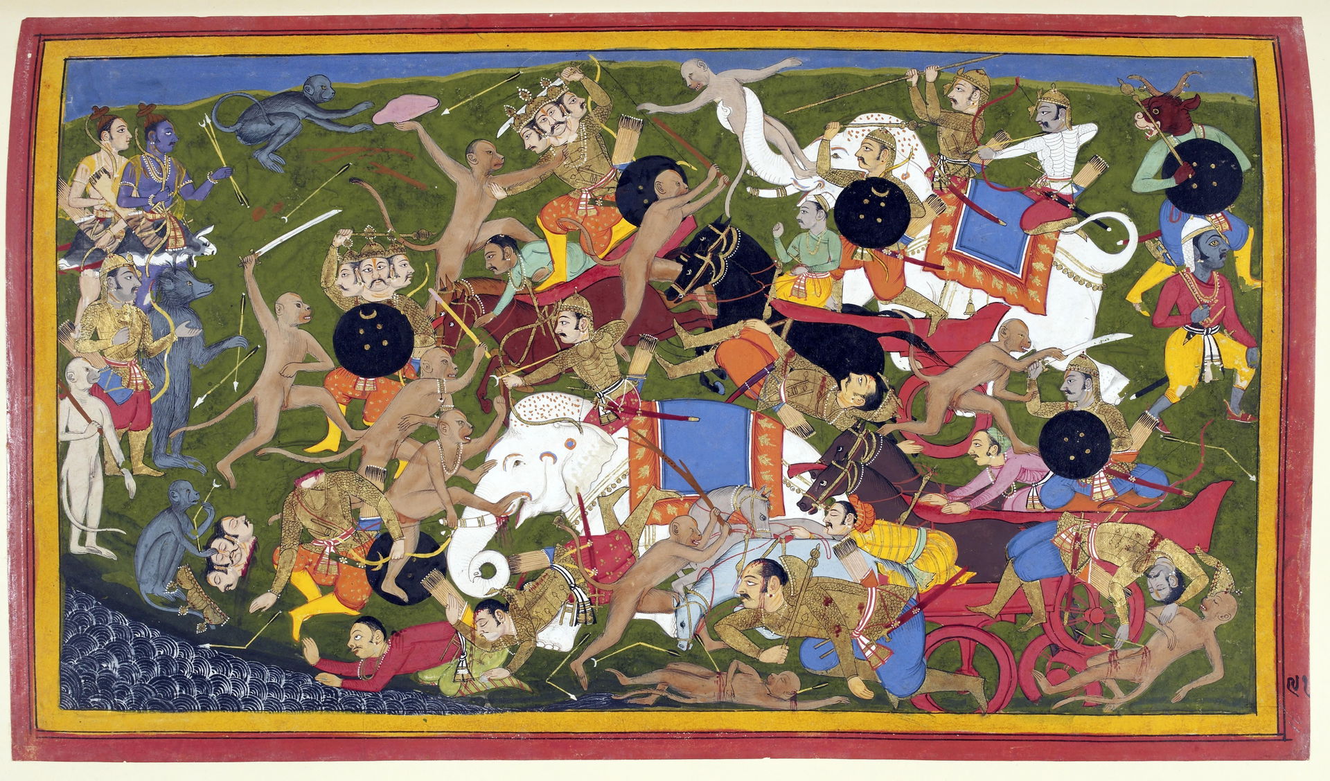 Battle at Lanka, Ramayana, by Sahib Din. Battle between the arm…
