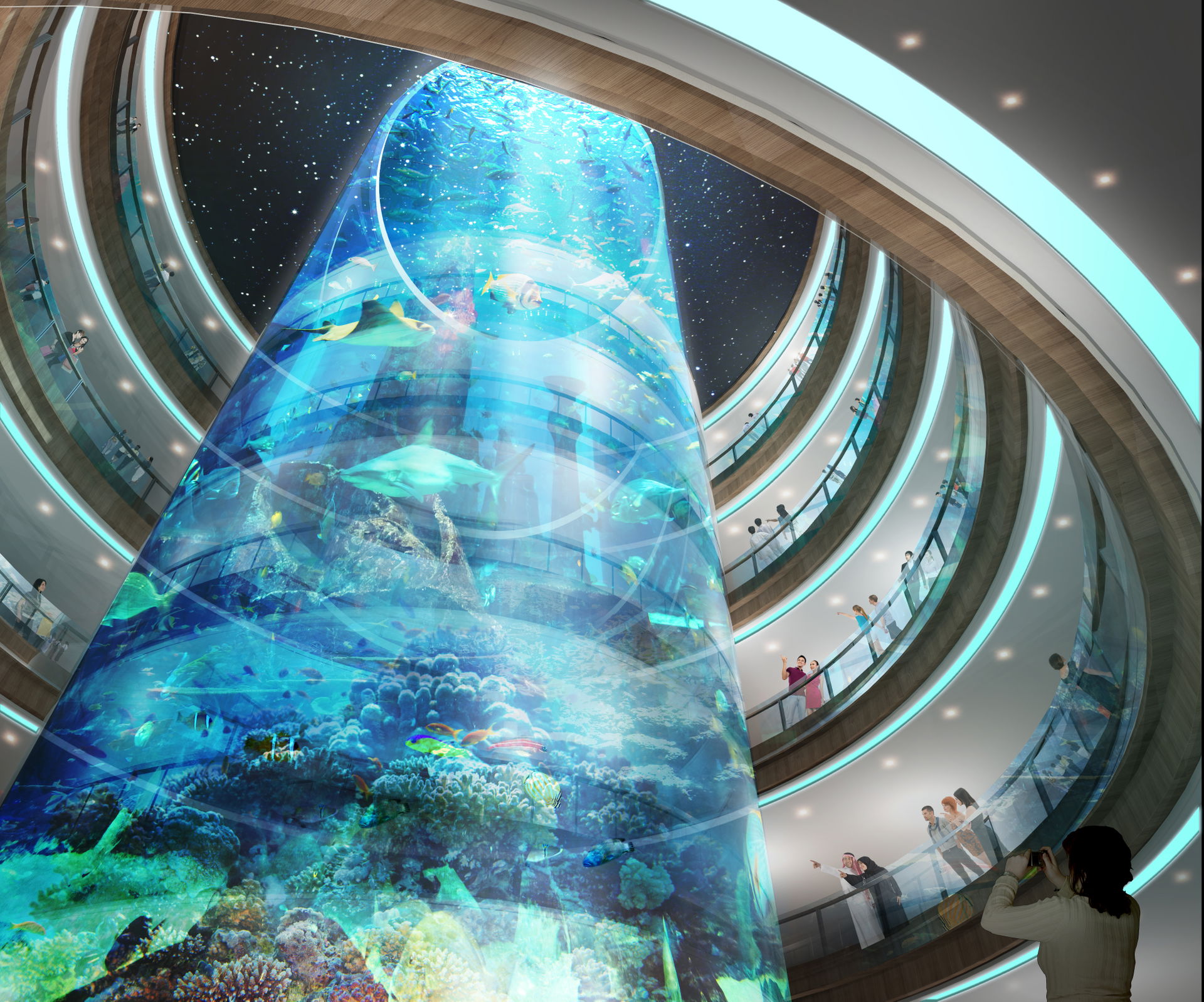 First grand aquarium in the Kingdom of Bahrain filled with 700,…
