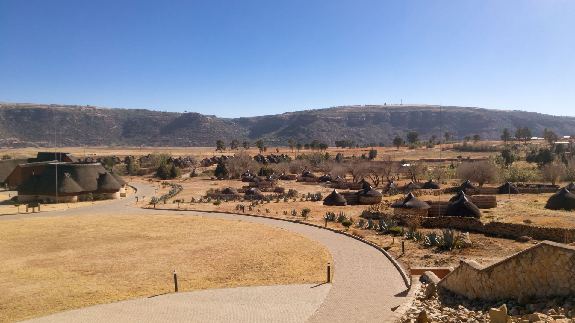 Old Lesotho clay huts (at a museum).