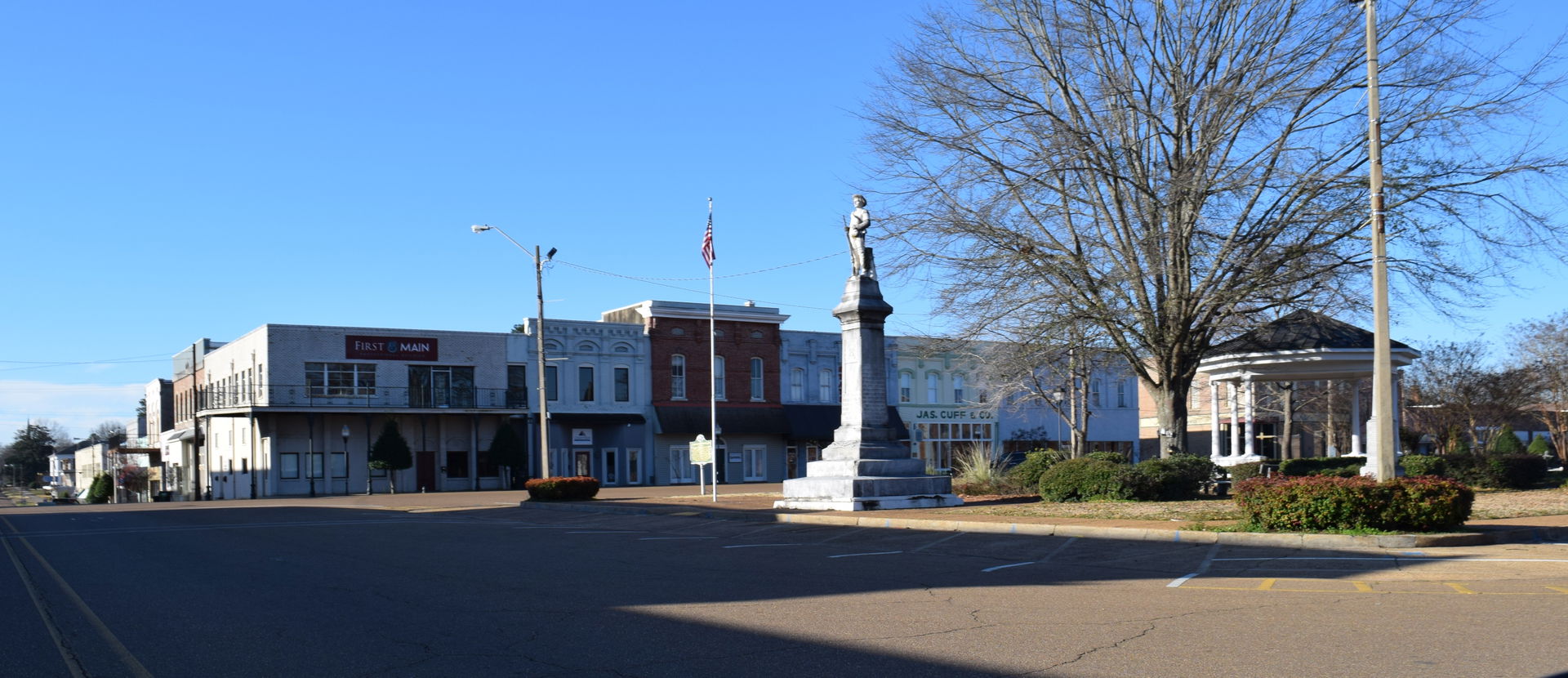 The south side of the square in downtown Grenada, Mississippi w…