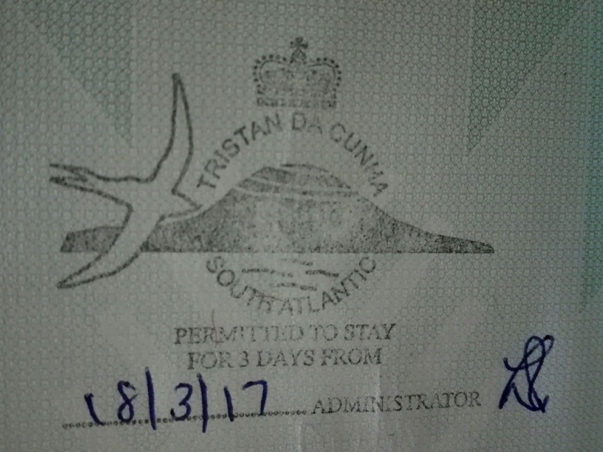 Tristan Da Cunha Passport Entry Stamp
