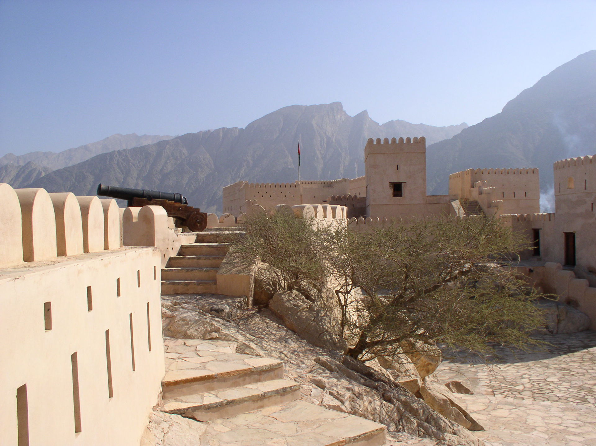 Views of Jebel from inside this restored Omani fort in the Bati…