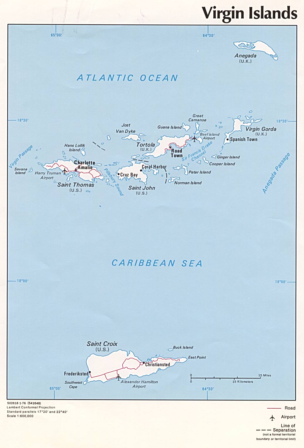 Political map of U.S. Virgin Islands and British Virgin Islands…