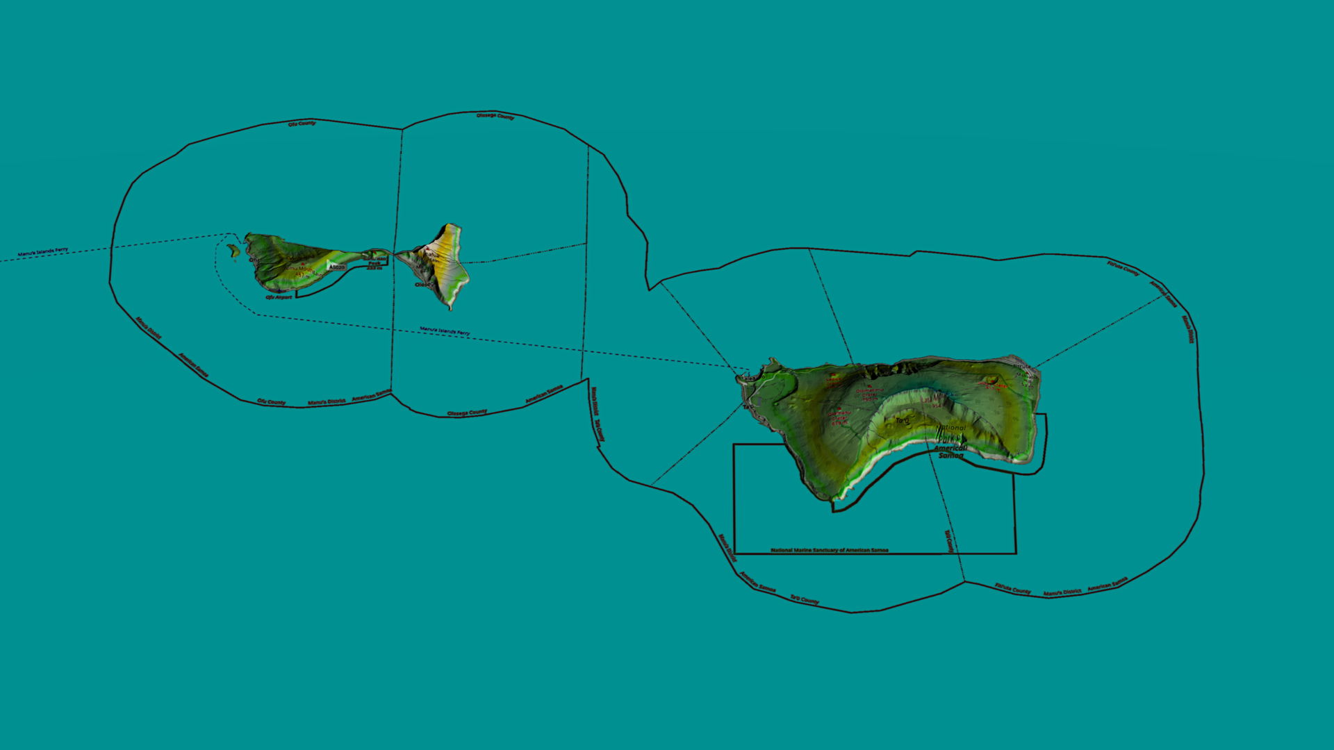American Samoa, Manuʻa Islands: Ta'u, Ofu and Olosega, 3D image…