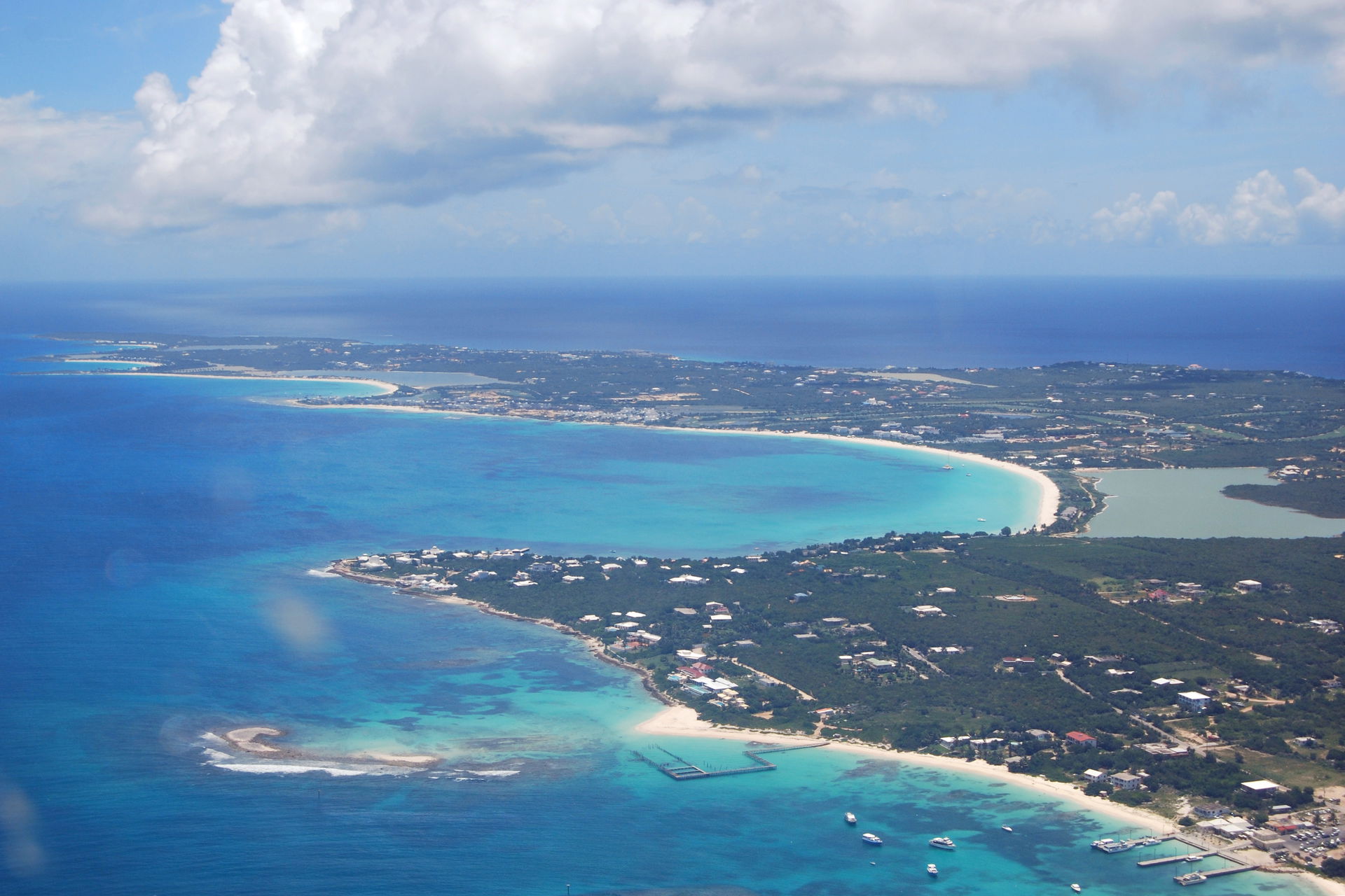 An aerial view of the western portion of the island of Anguilla…