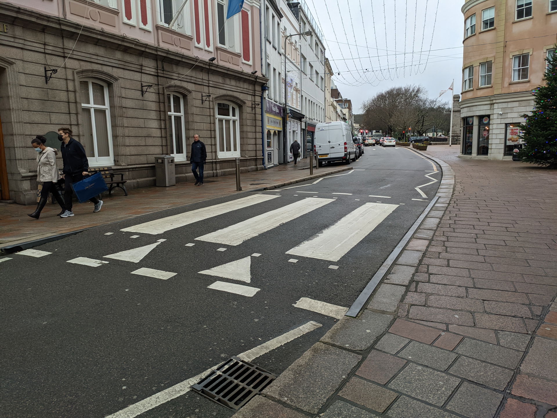Jersey zebra crossing outside St Helier's Town Hall in Jersey T…