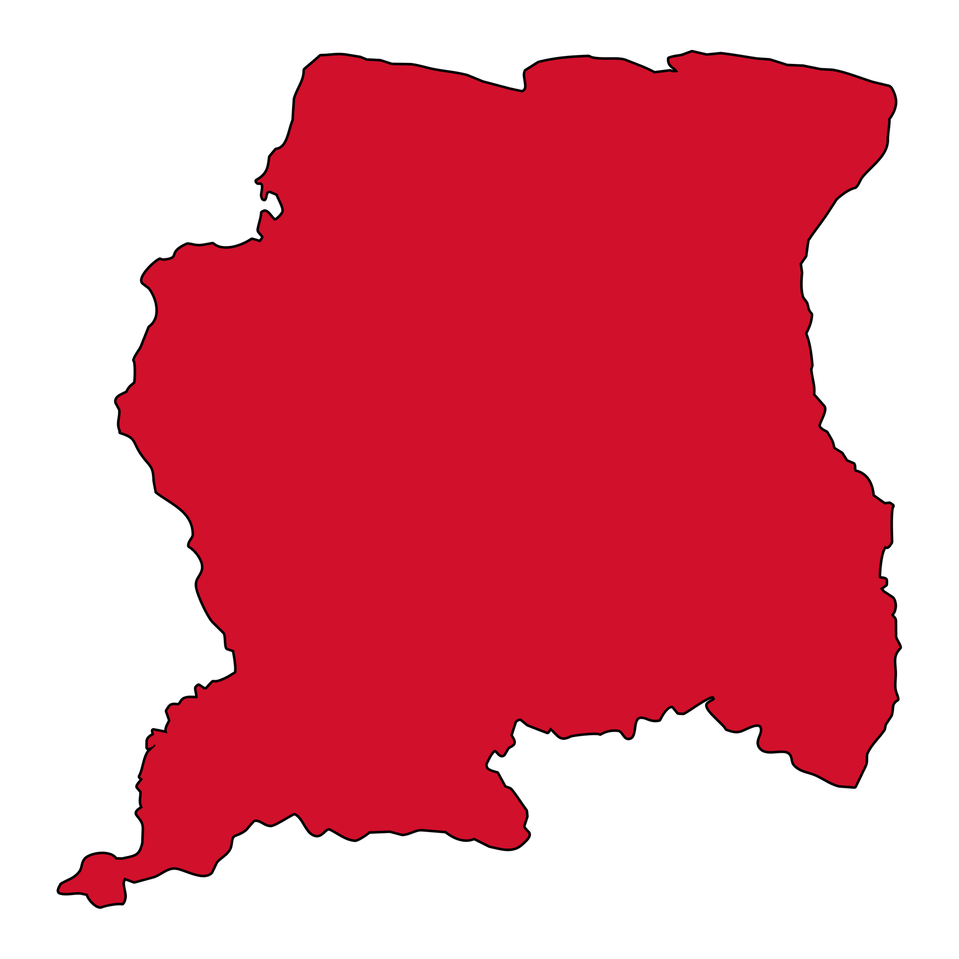 Simple Map Shape of the Republic of Suriname showing its correc…