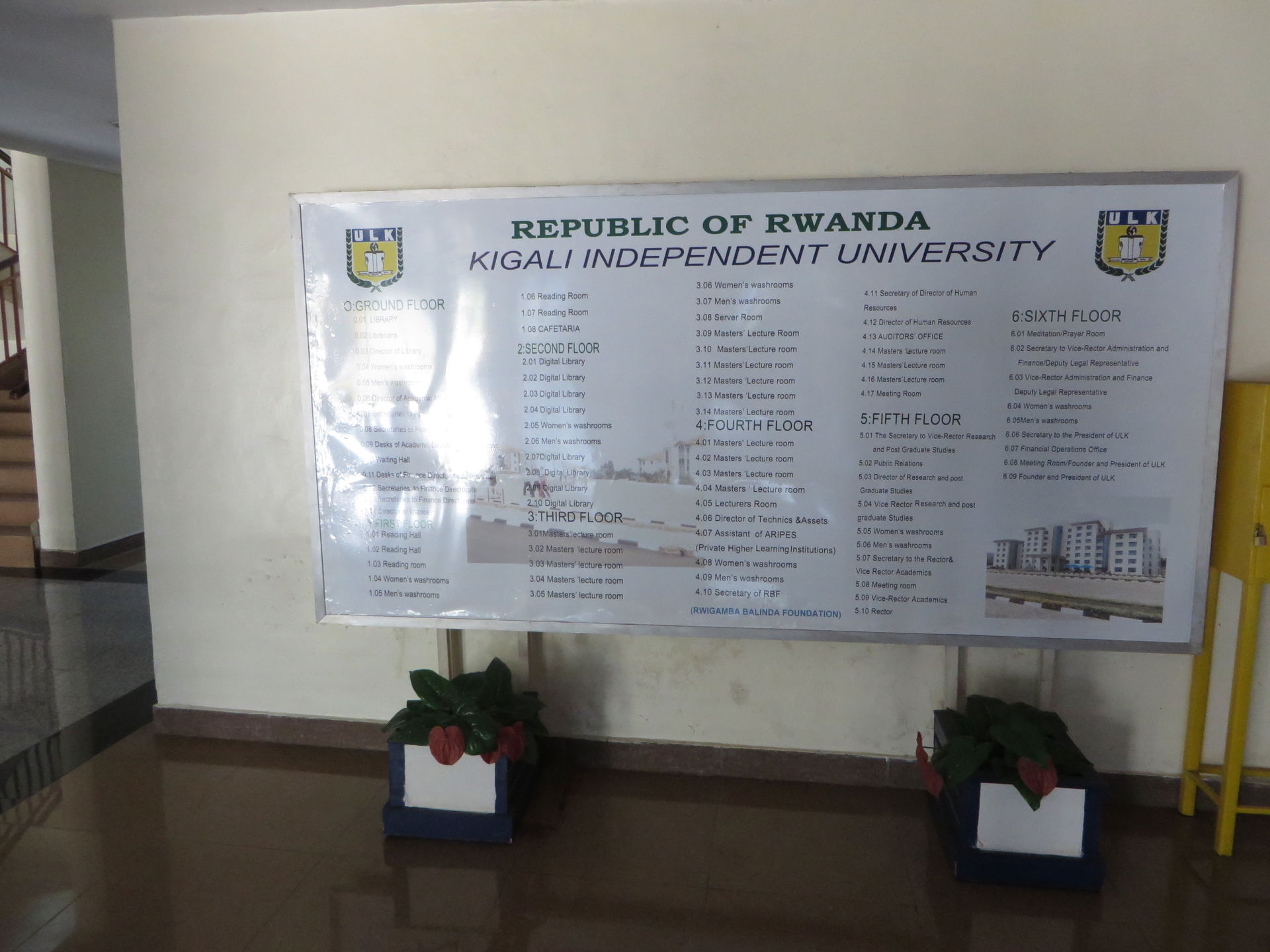 A sign in the hall of rooms in the "Republic of Rwanda Rwanda I…