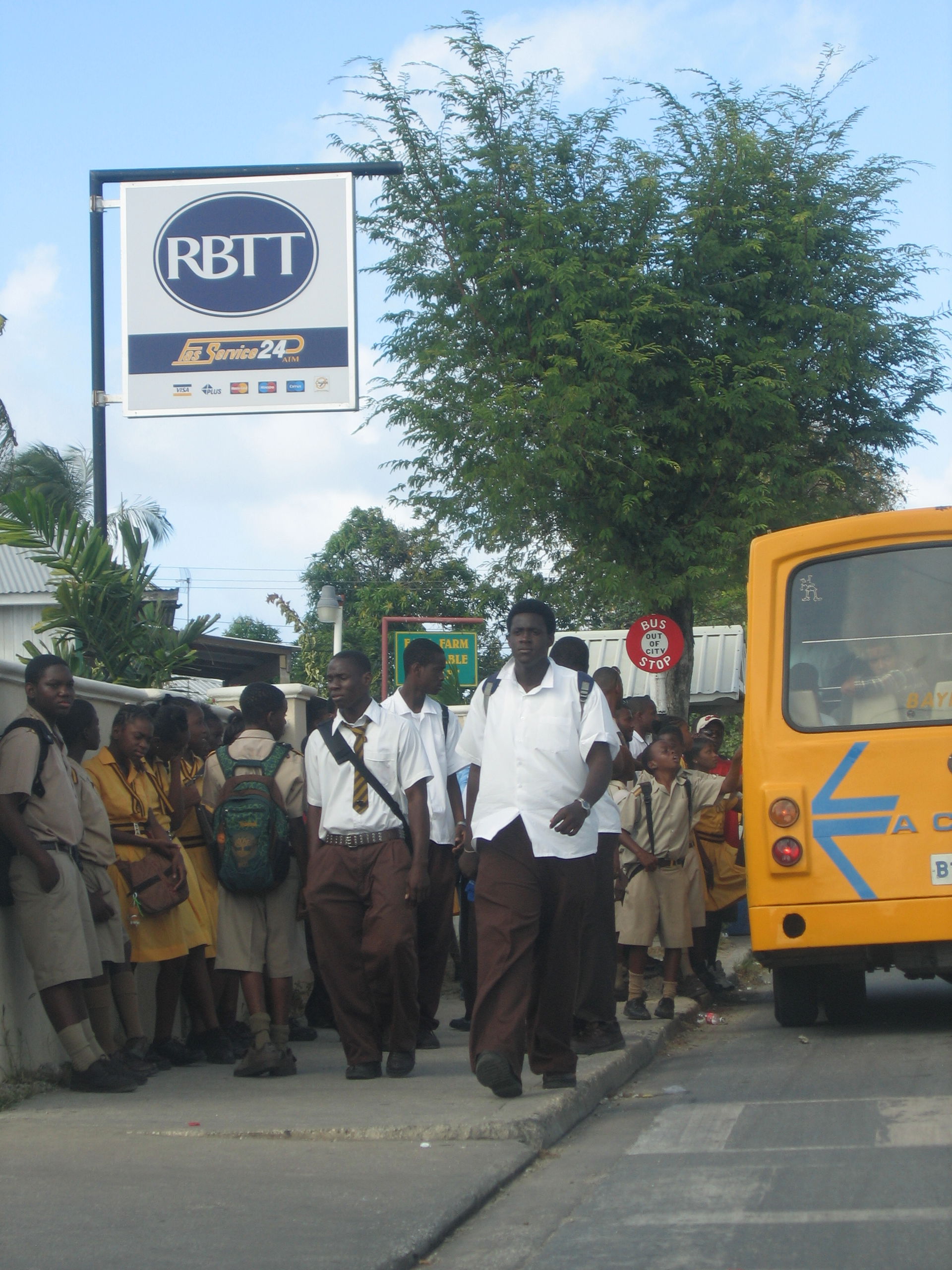 Uniformed schoolchildren in Christ Church, Barbados.