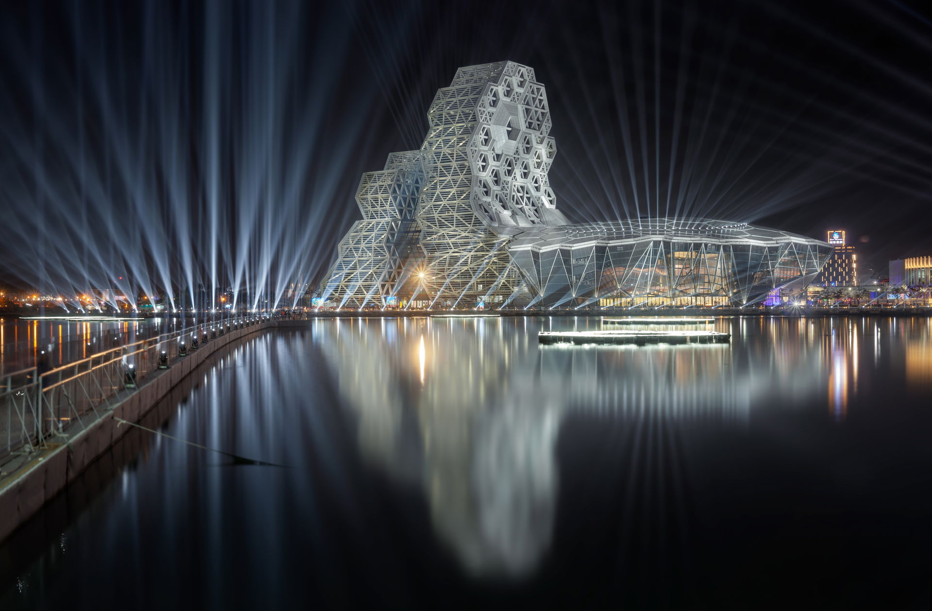 The northeast side of the Kaohsiung Music Center during the 202…