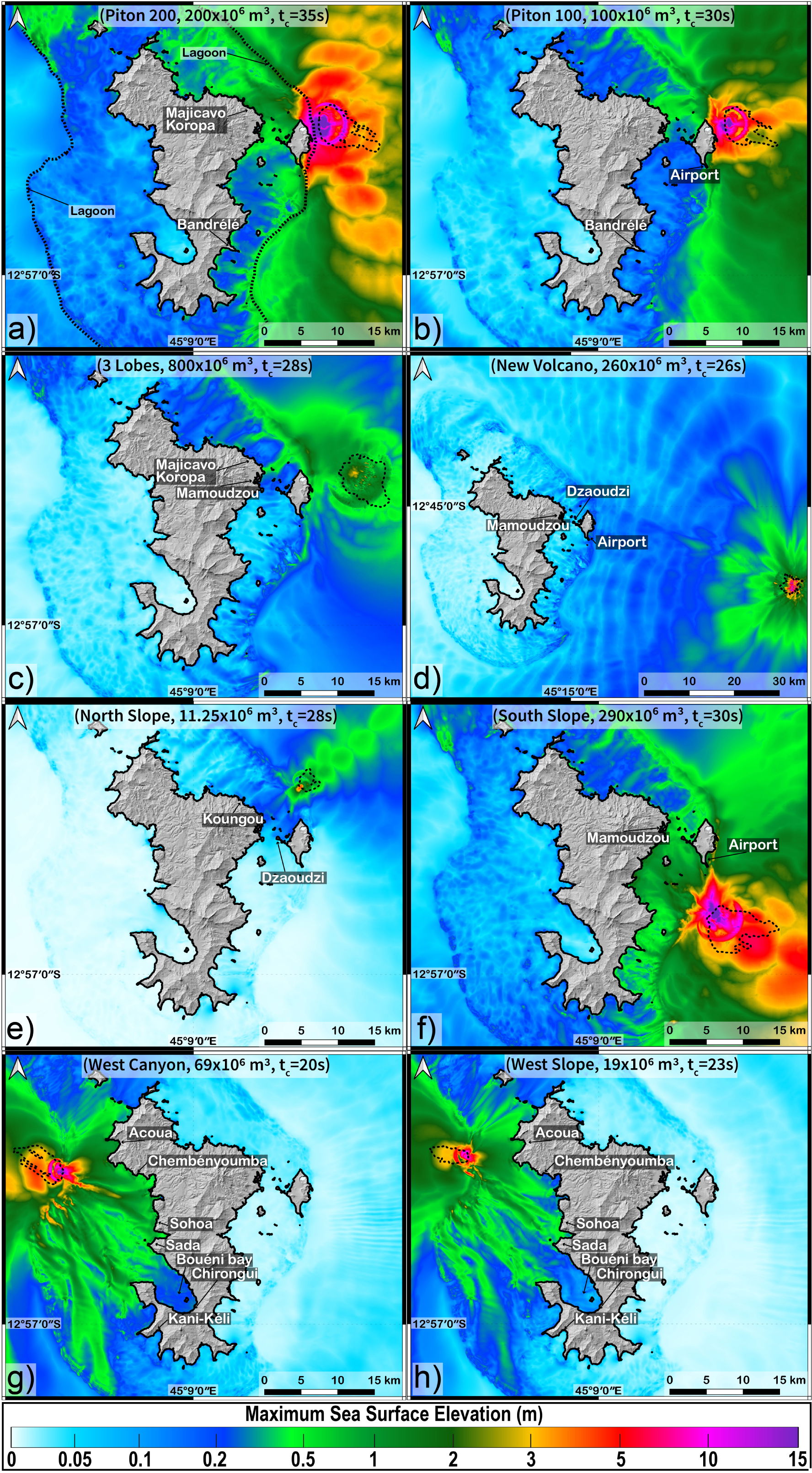 Maximum sea-surface elevation (MSSE) in meters calculated for t…
