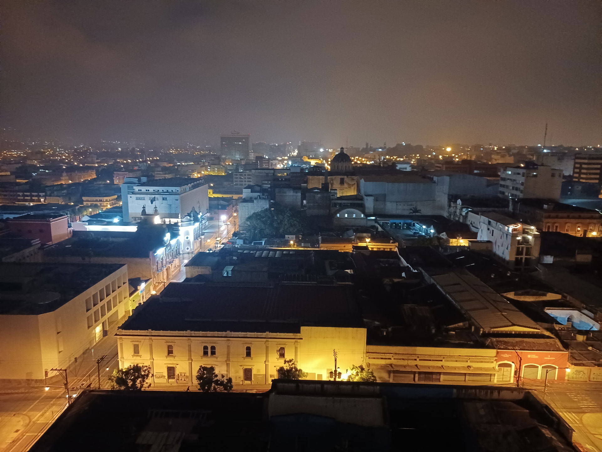 Night view of Guatemala City from the Tres Tiempos restaurant, …