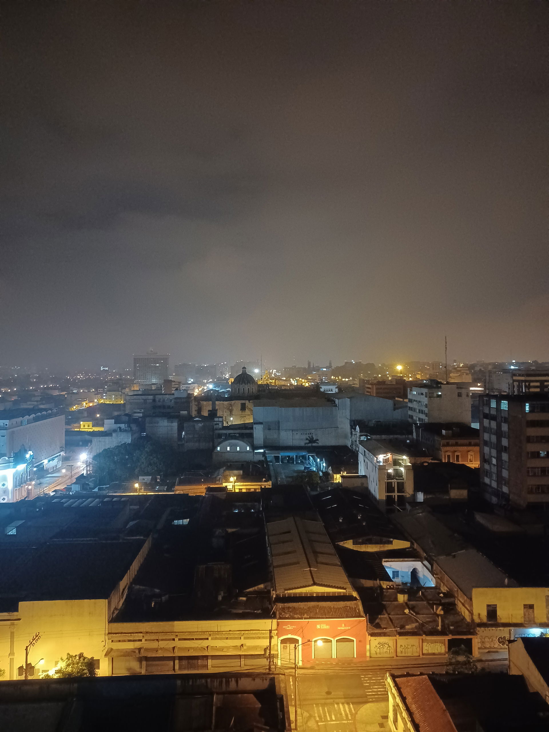Night view of Guatemala City from the Tres Tiempos restaurant, …