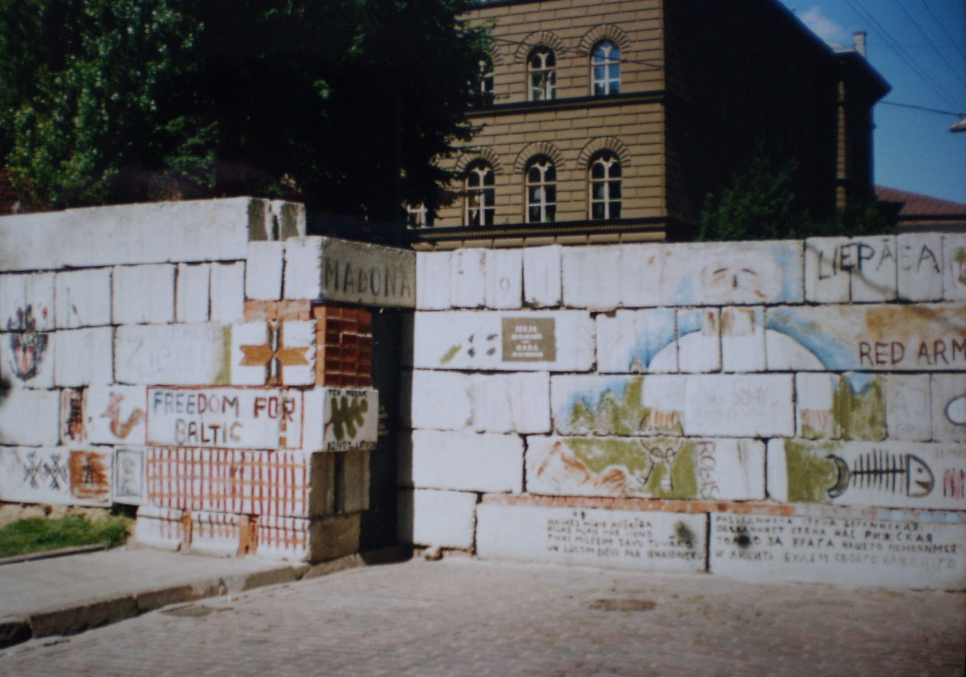 Barricade in Jēkaba street, Riga, to prevent Soviet Red Army fr…