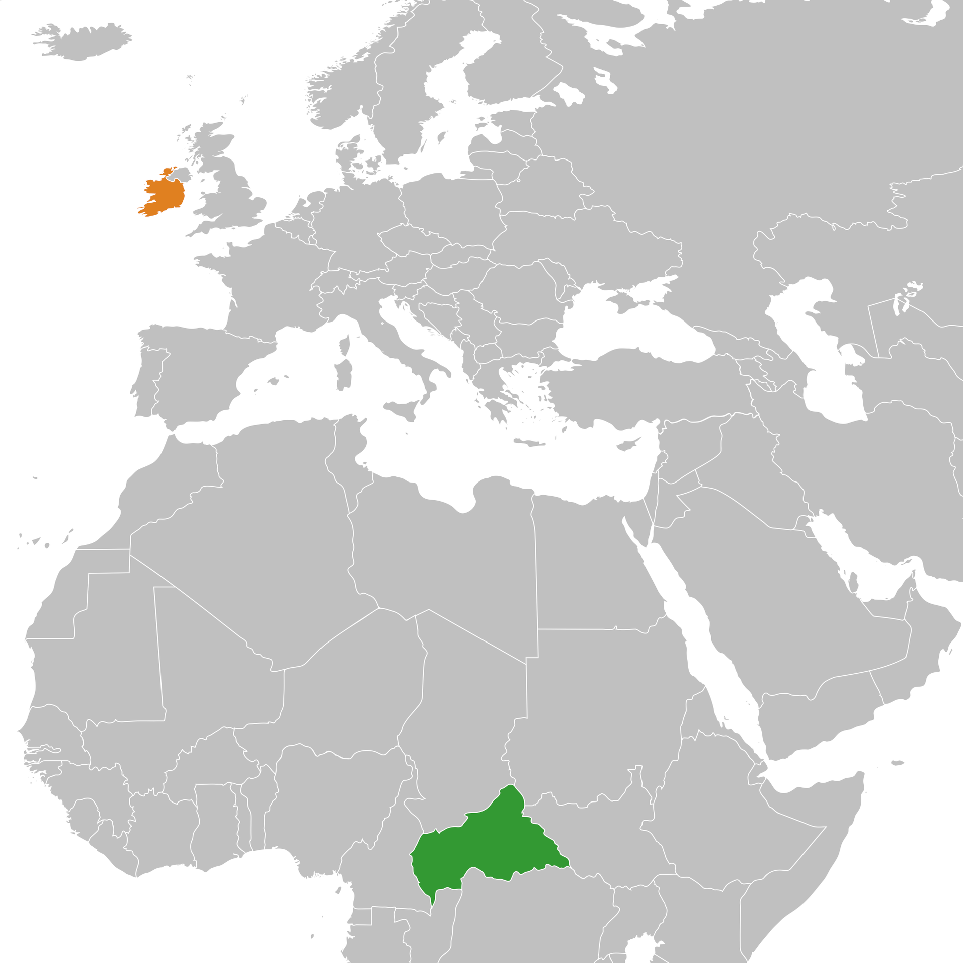 Map showing locations of the Central African Republic and the R…