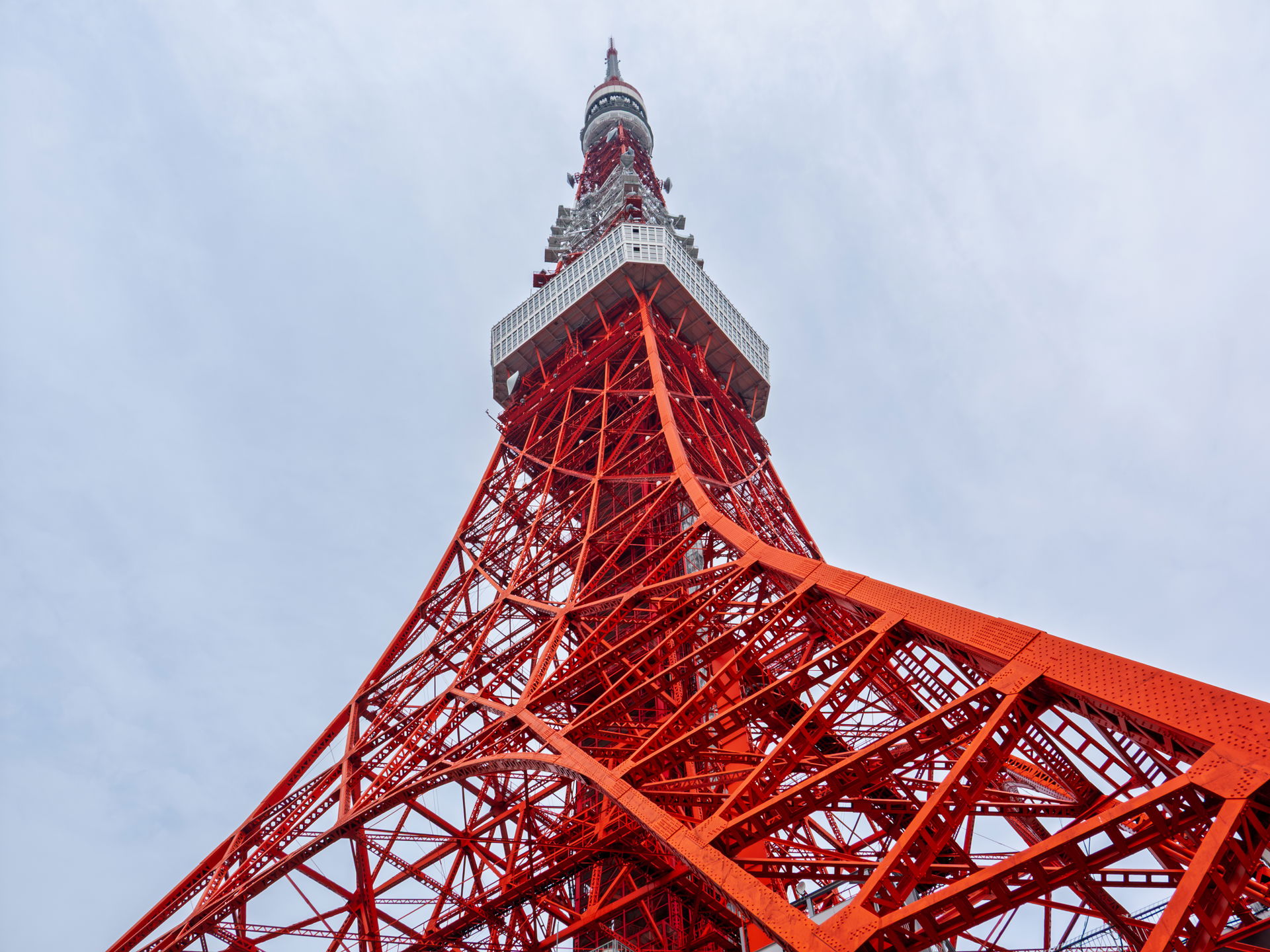 View from below onto the Tokyo Tower