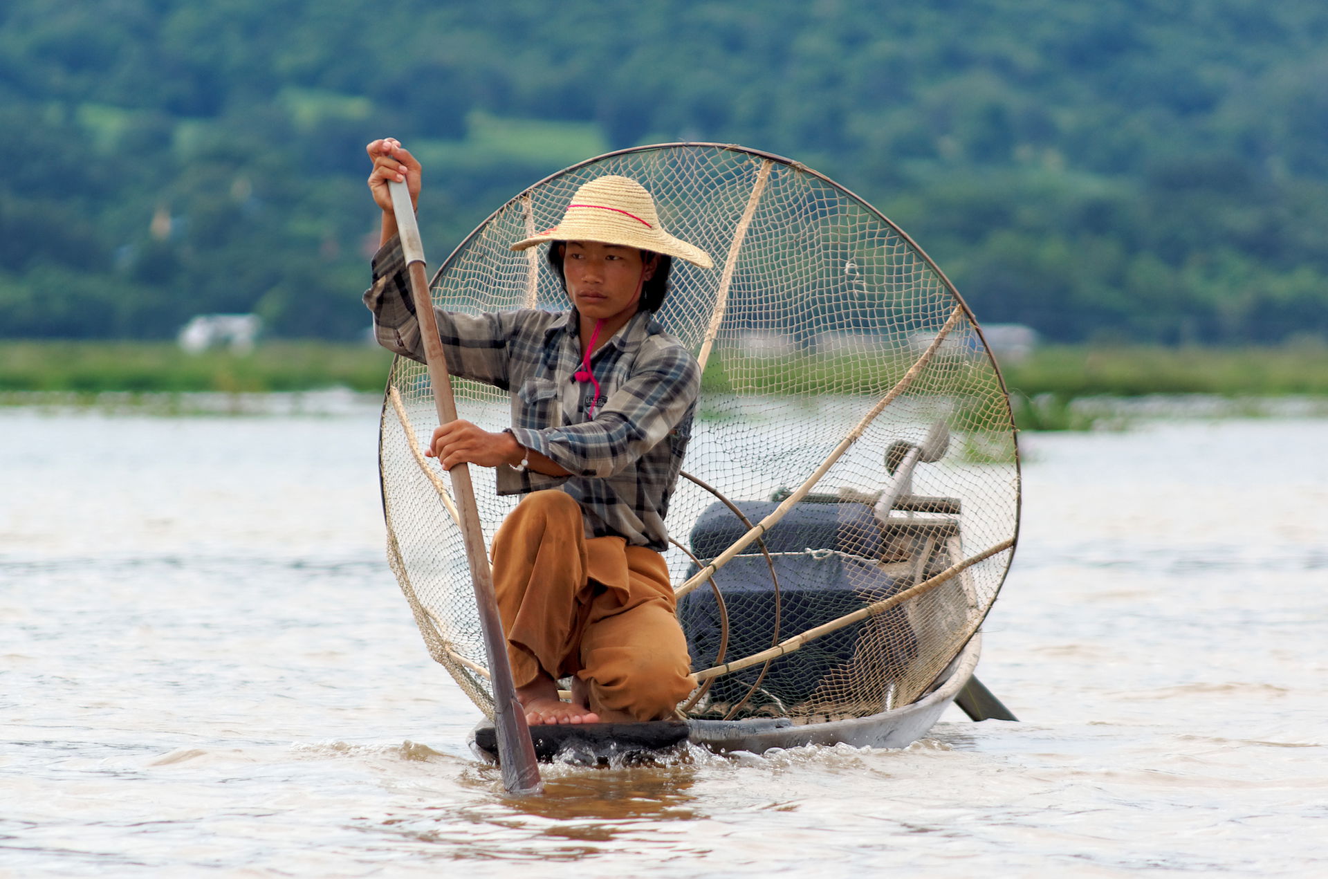 Fisherman on Inle Lake in Myanmar