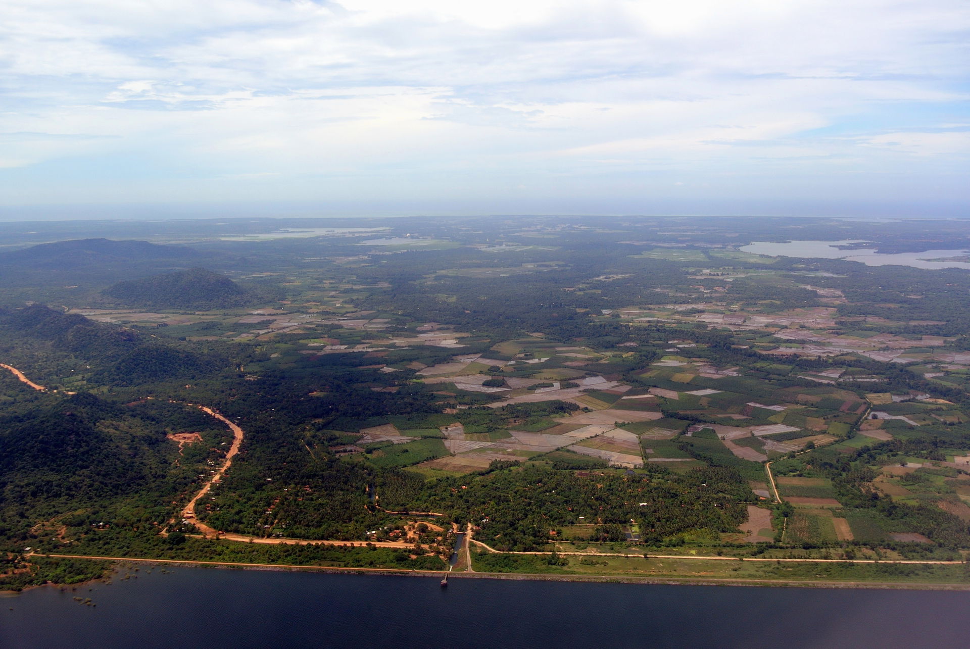 Aerial view of the Ridiyagama Dam and Southern Province in Sri …
