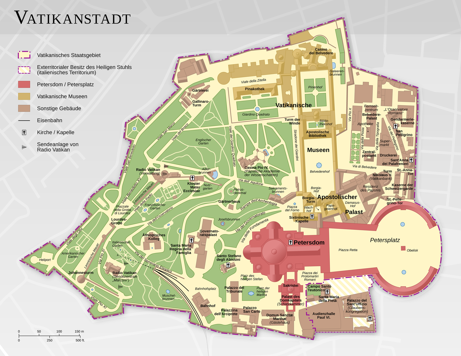 Map of the Vatican City (German version)