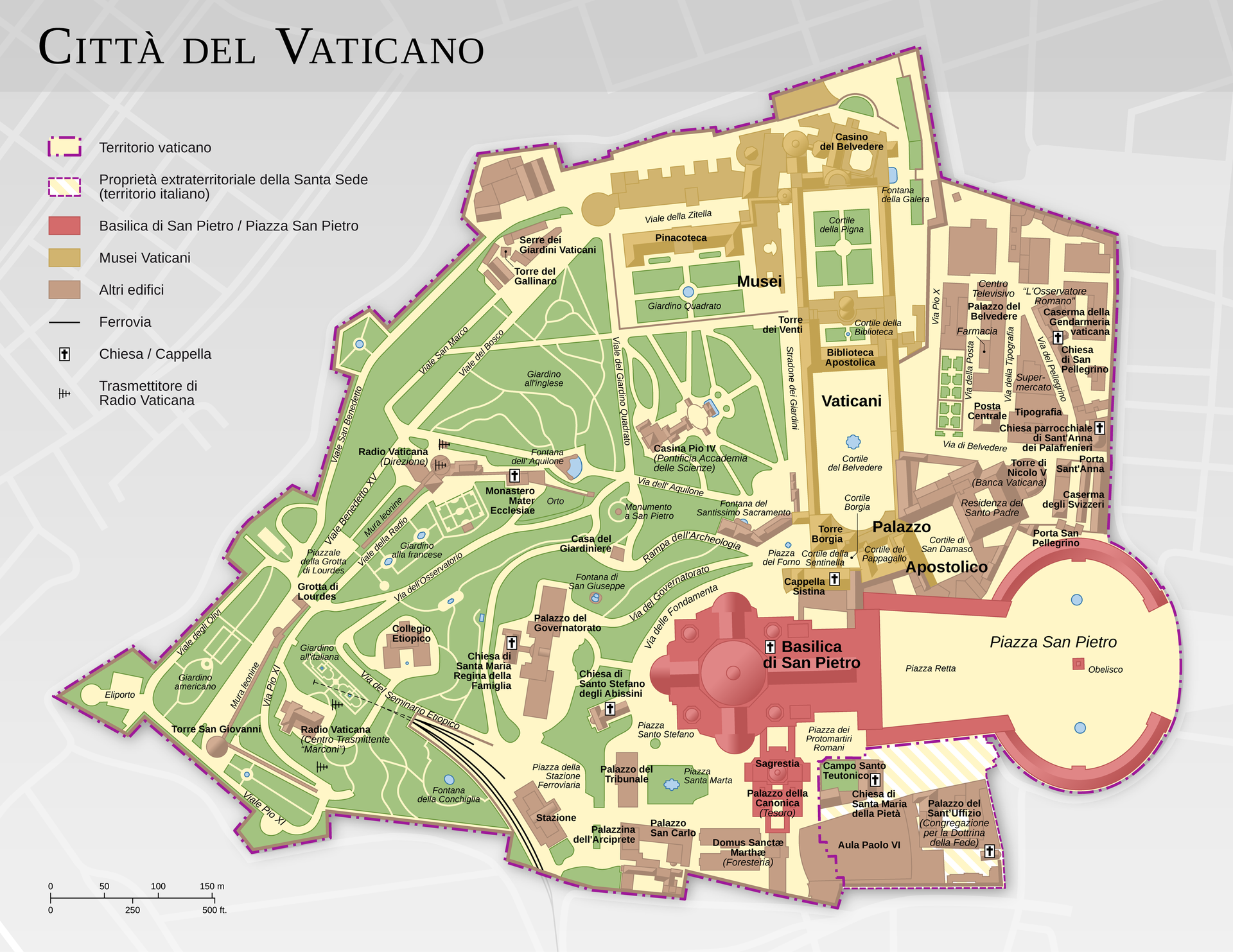Map of the Vatican City (Italian version)