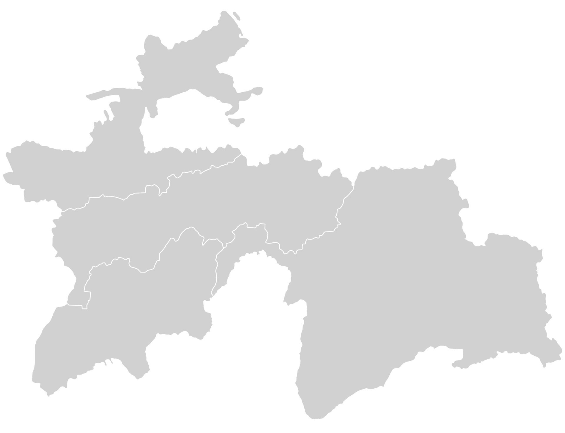 A blank map of the Tajikistan. Uses the Albers projection.