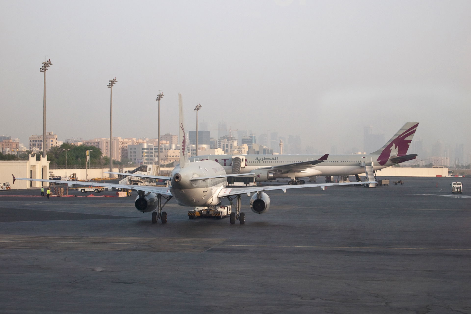 Doha International Airport, Qatar. Persian Gulf coast.