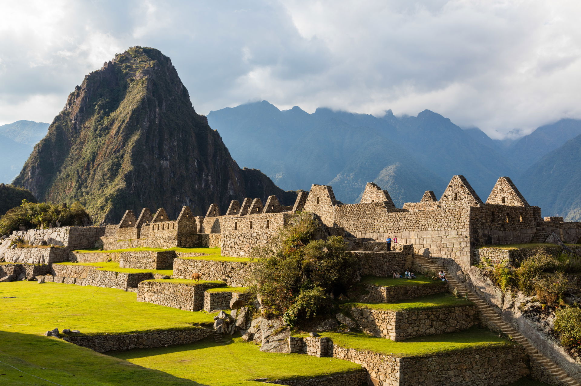 View of the ancient houses of Machu Picchu houses, Urubamba Pro…